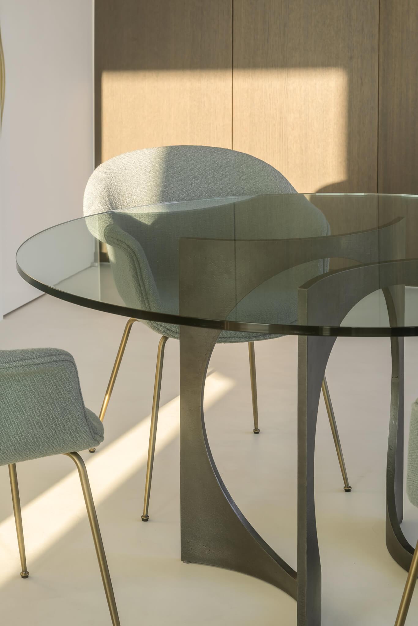 Ellipse Fuga Duo Dining Table in Cast Bronze and Stone by Metamorphic Art Studio In New Condition For Sale In Geneve, CH