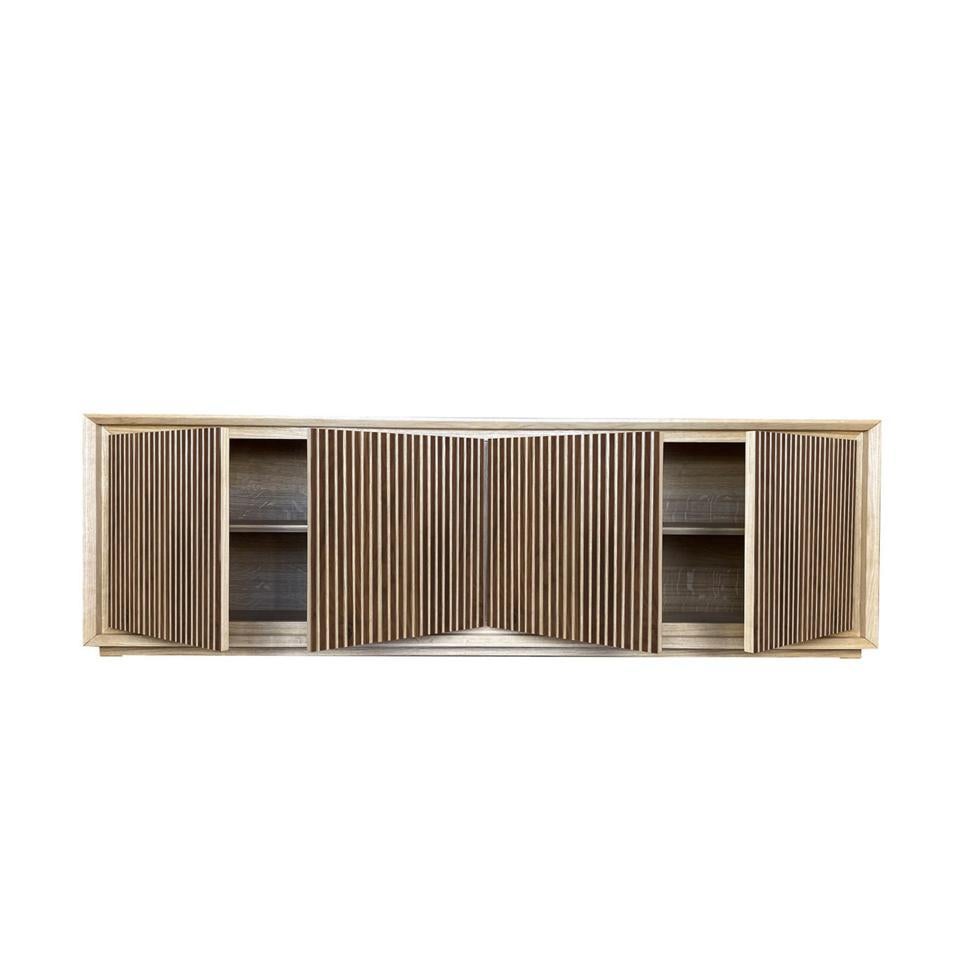 Italian Fuga Noce Due 4-Door Grooved Sideboard by Mascia Meccani For Sale