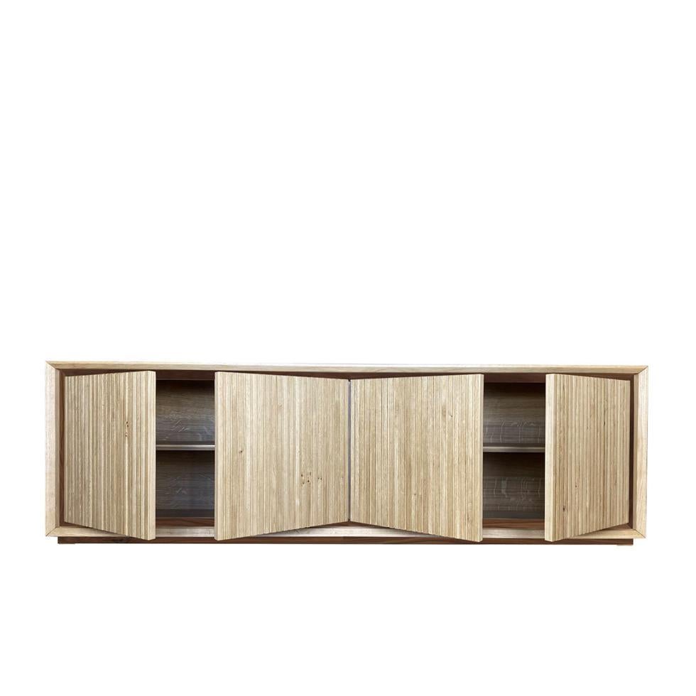 Fuga Noce Uno 4-Door Grooved Sideboard by Mascia Meccani In New Condition For Sale In Milan, IT
