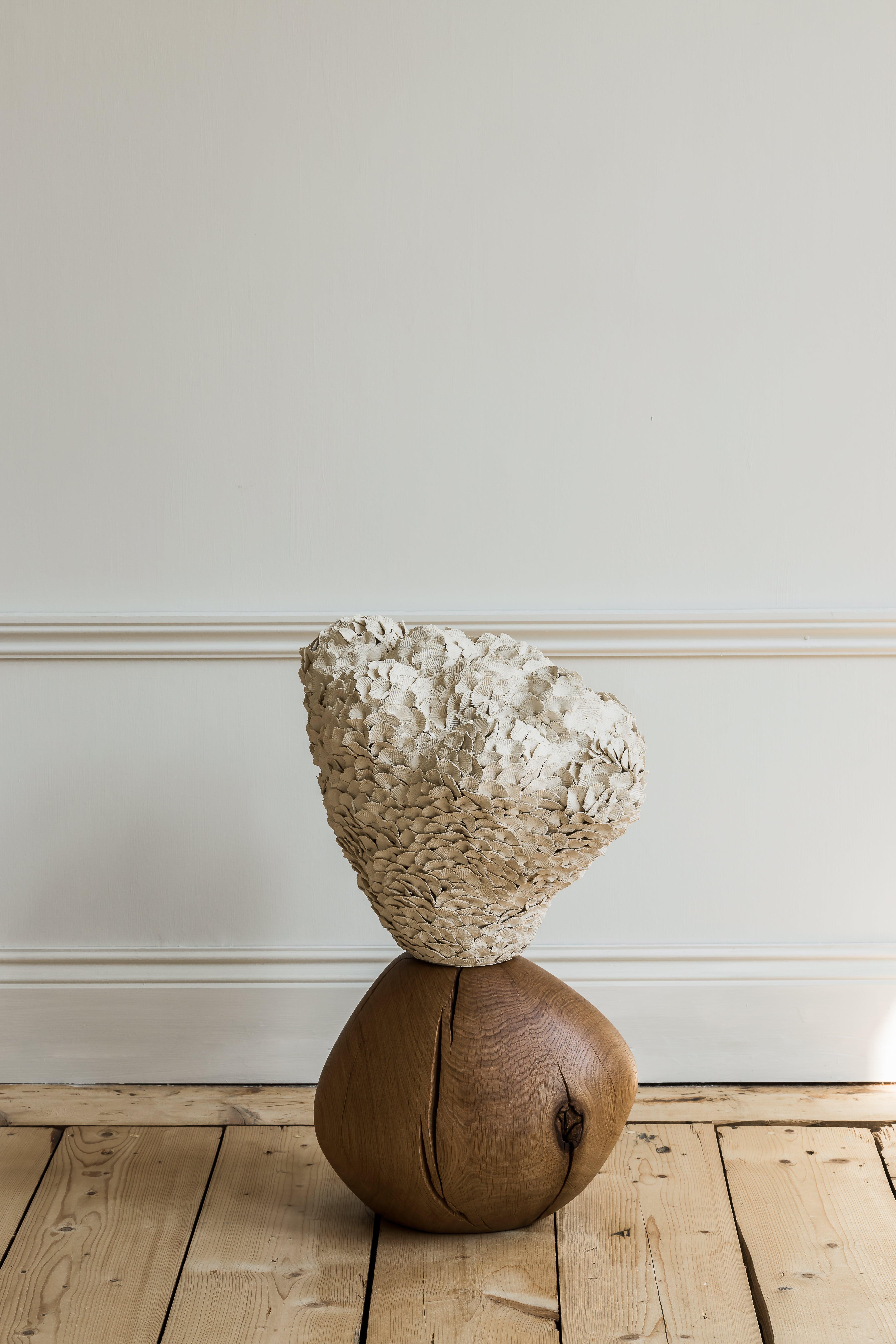 Fuga Papilio II sculpture by Hanna Heino
Dimensions: D 25 x W 30 x H 62 cm
Materials: Handbuilt, stoneware clay, hand-carved solid oak, natural wax, wood.
Also available in different dimensions. 


Hanna Heino is a contemporary clay artist