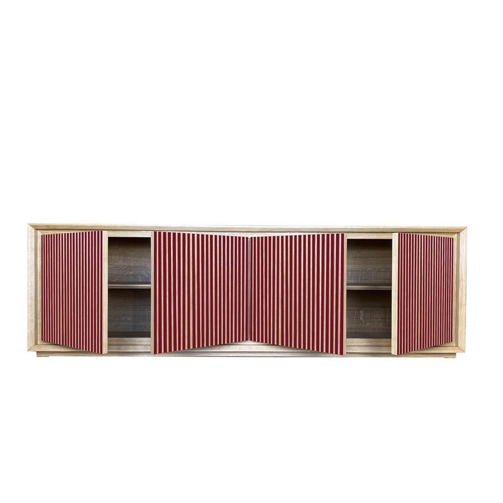 Fuga Rubino 4-Door Grooved Ruby Sideboard by Mascia Meccani In New Condition For Sale In Milan, IT
