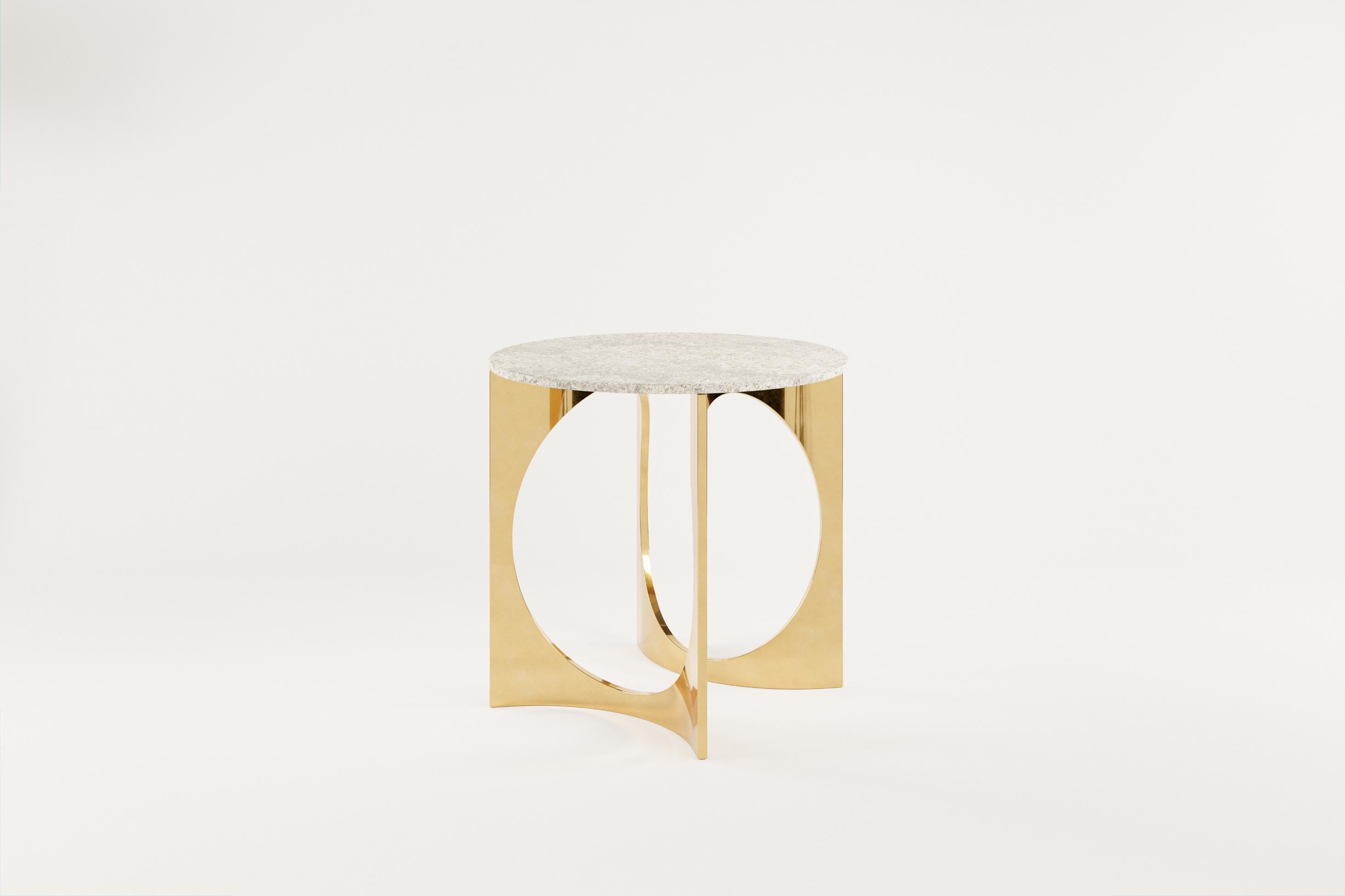 Post-Modern Round Fuga Breakfast Table in Cast Bronze and Glass by Metamorphic Art Studio For Sale