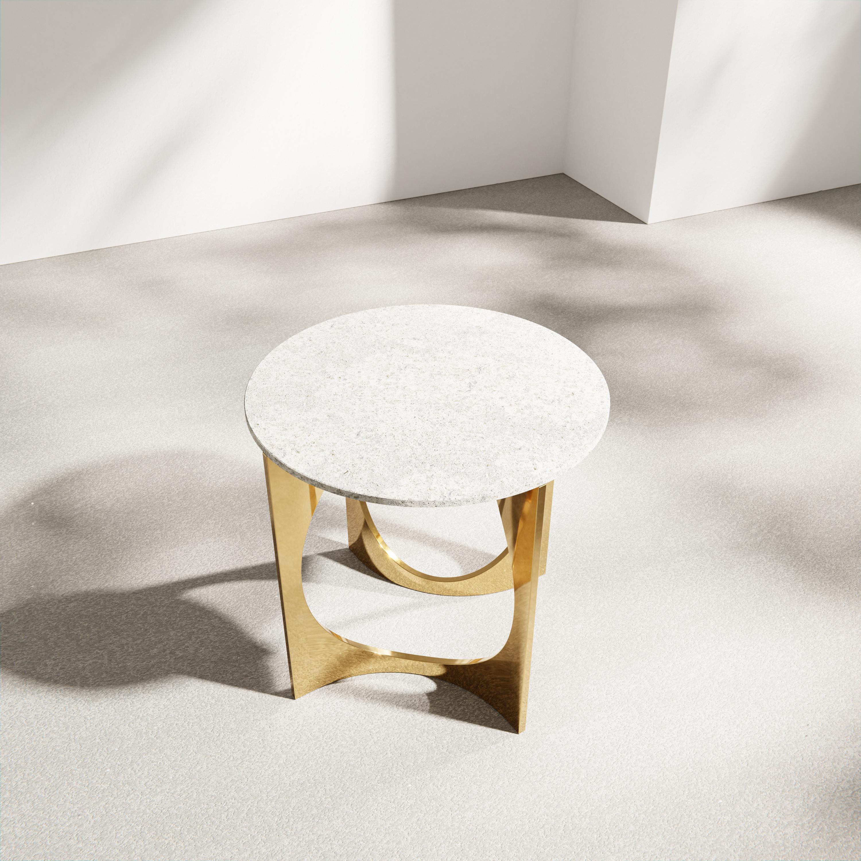 Post-Modern Round Fuga Breakfast Table in Cast Bronze and Stone by Metamorphic Art Studio For Sale