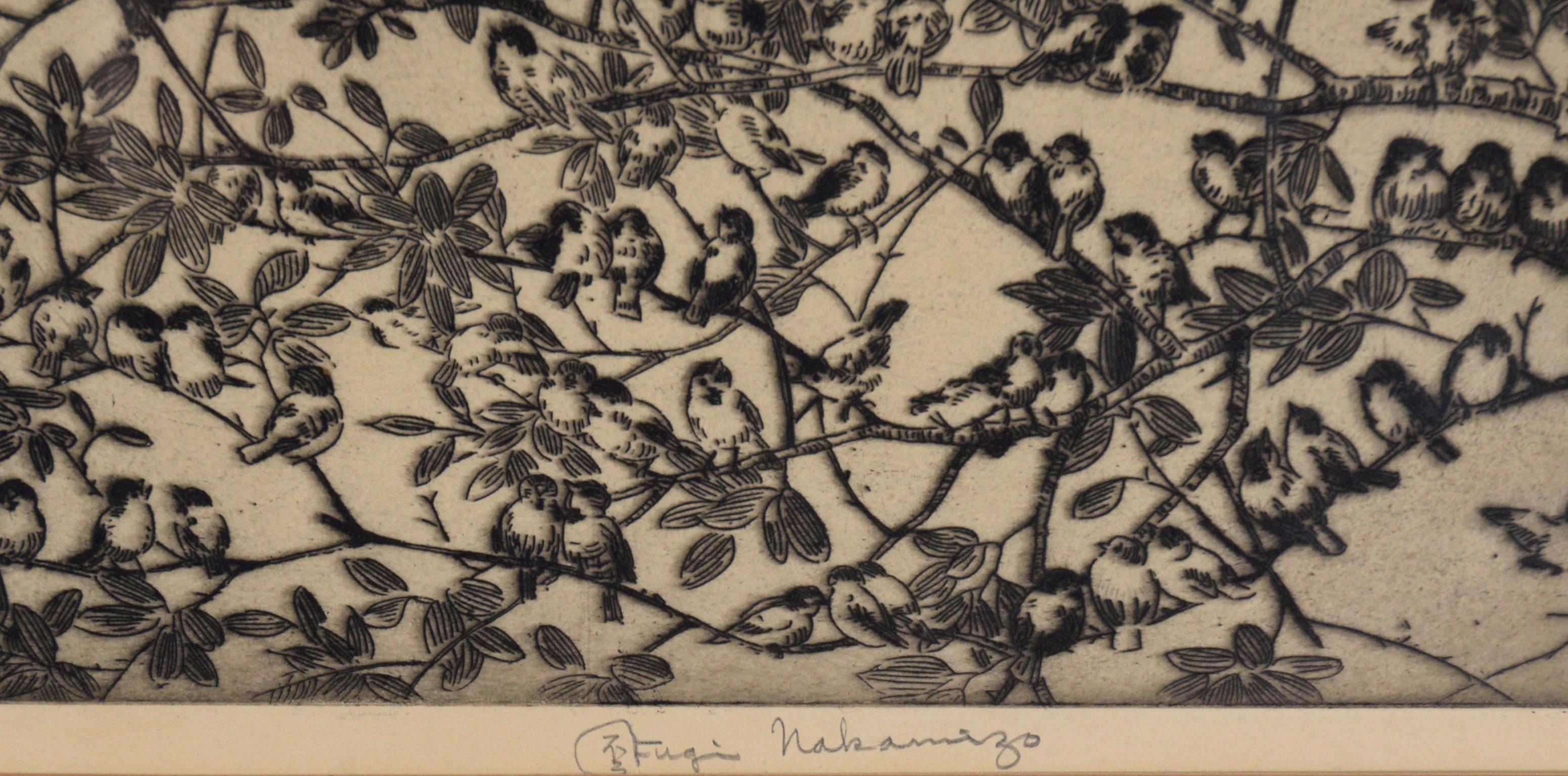 Vogel auf Zweigen – Lithographie in Tinte auf Papier – Auflage von 75 Stück im Angebot 4