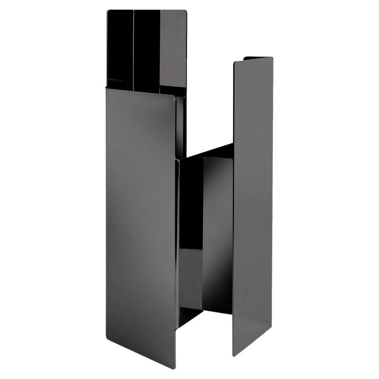 Fugit Black Metal Vase For Sale at 1stDibs