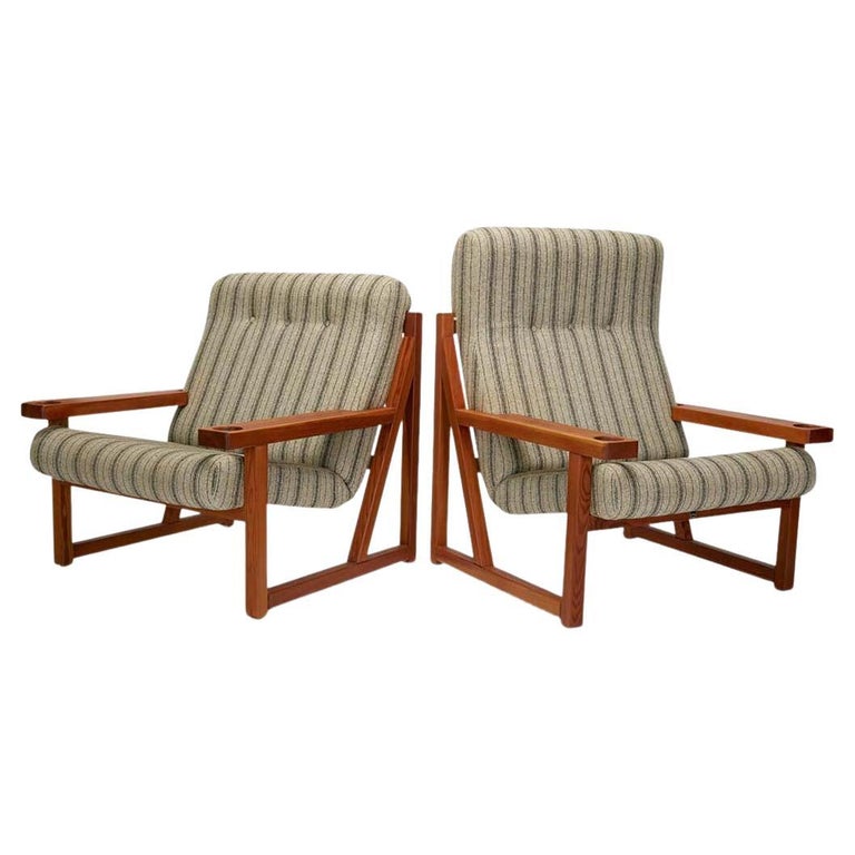 Fuglsang Collection, Pair of Striped Easy Chairs For Sale at 1stDibs
