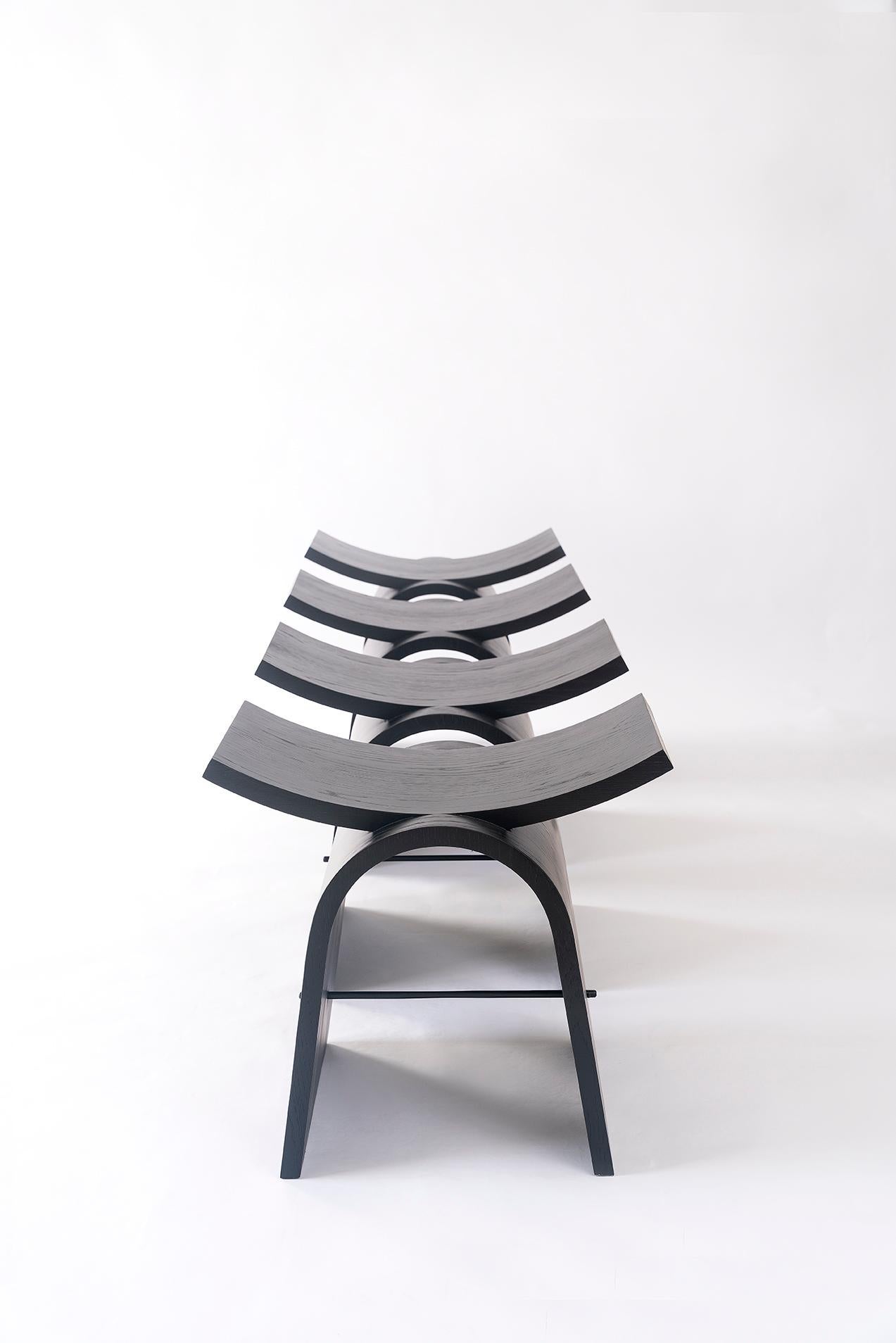 Fuji Wood Stool, Minimalist and Modern Inspiration from Brazil by Tiago Curioni For Sale 3