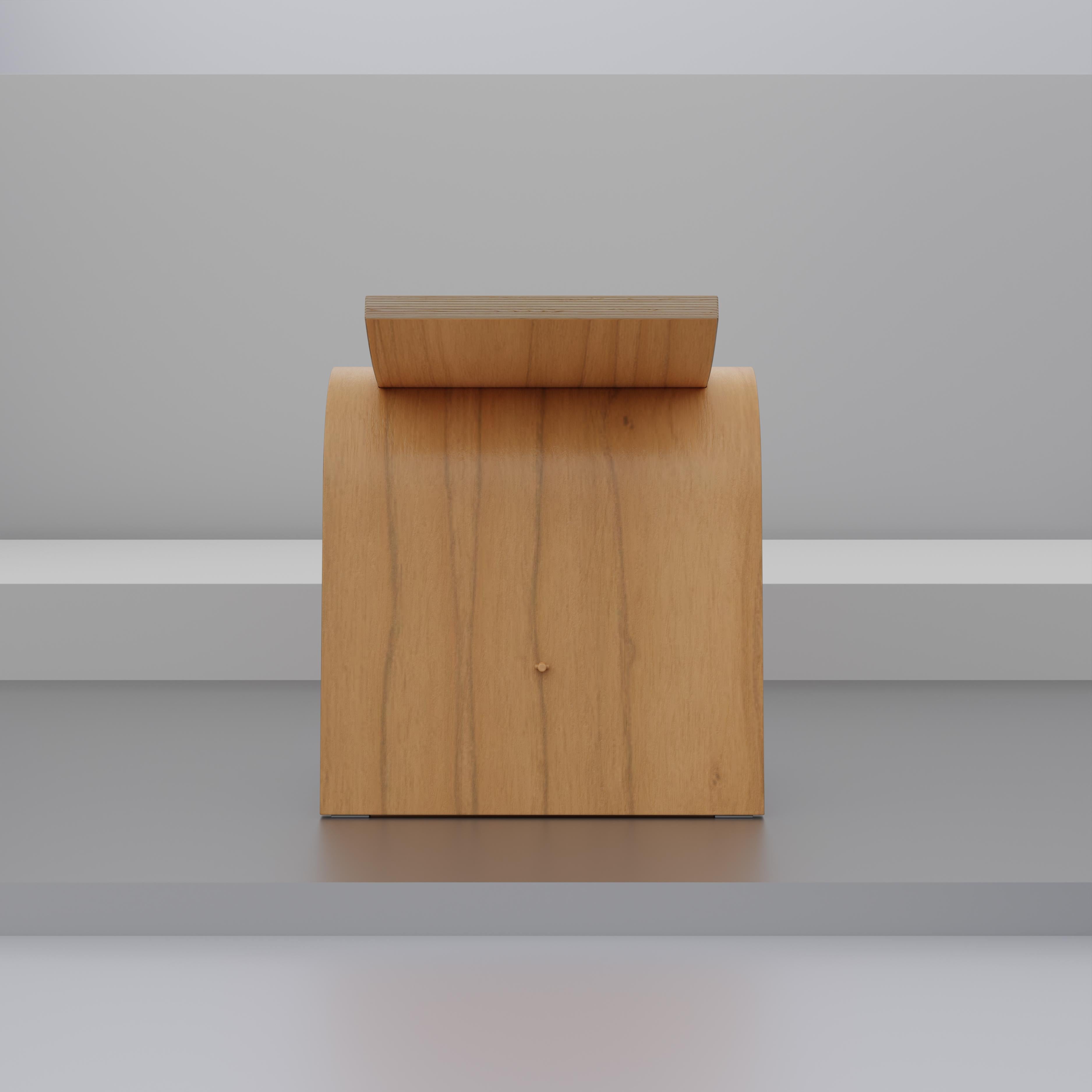 Contemporary Fuji Wood Stool, Minimalist and Modern Inspiration from Brazil by Tiago Curioni For Sale