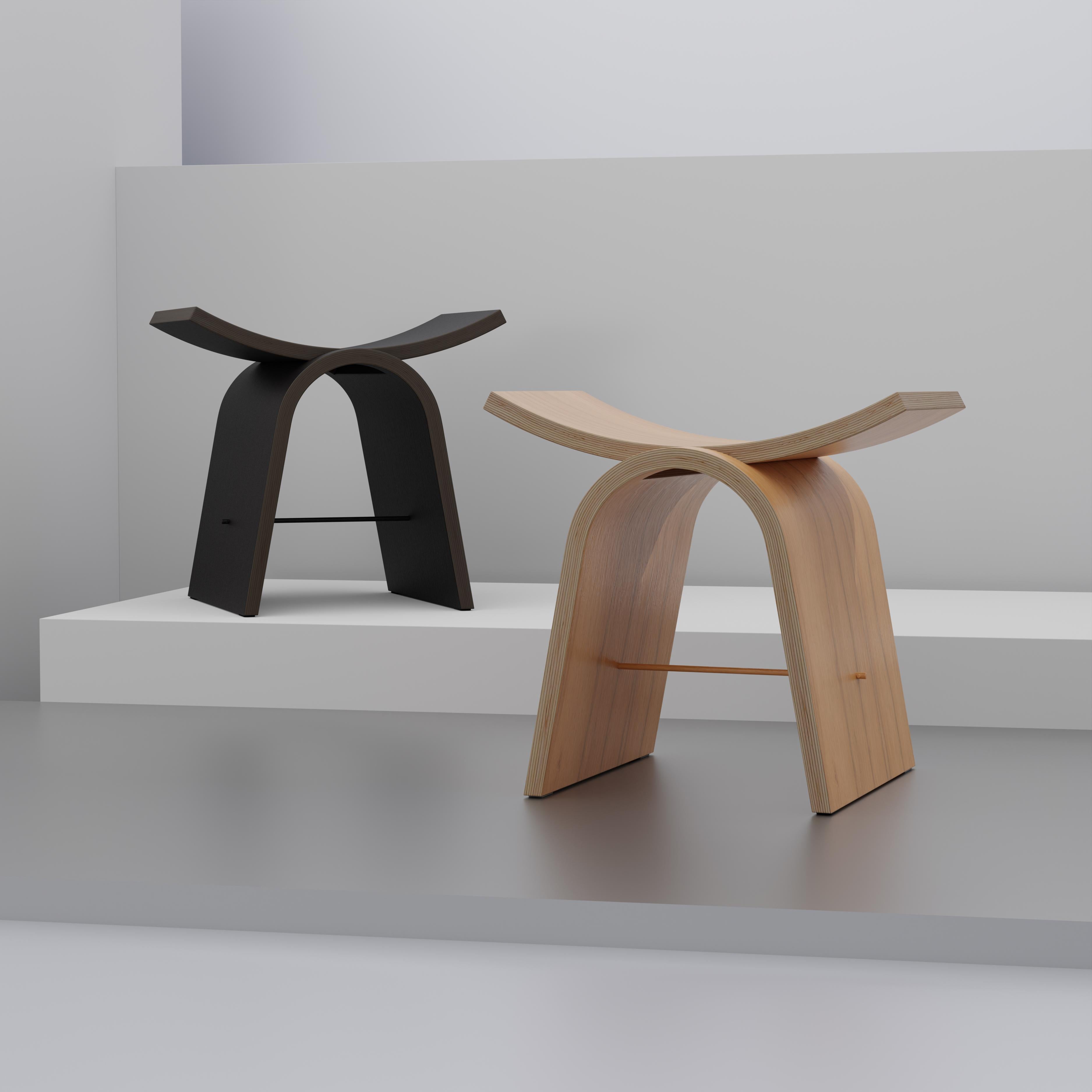 Fuji Wood Stool, Minimalist and Modern Inspiration from Brazil by Tiago Curioni For Sale 10