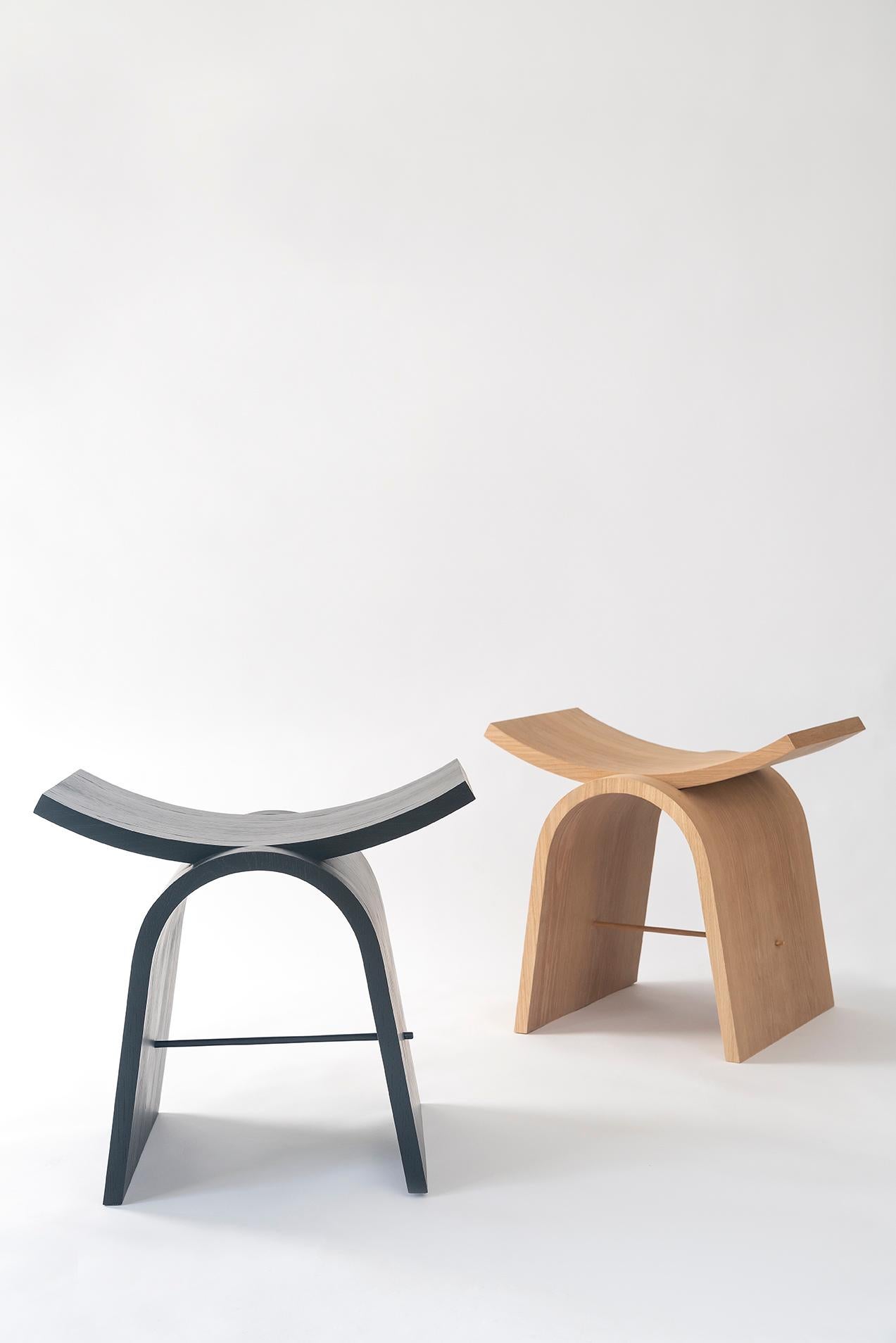 Fuji Wood Stool, Minimalist and Modern Inspiration from Brazil by Tiago Curioni For Sale 4