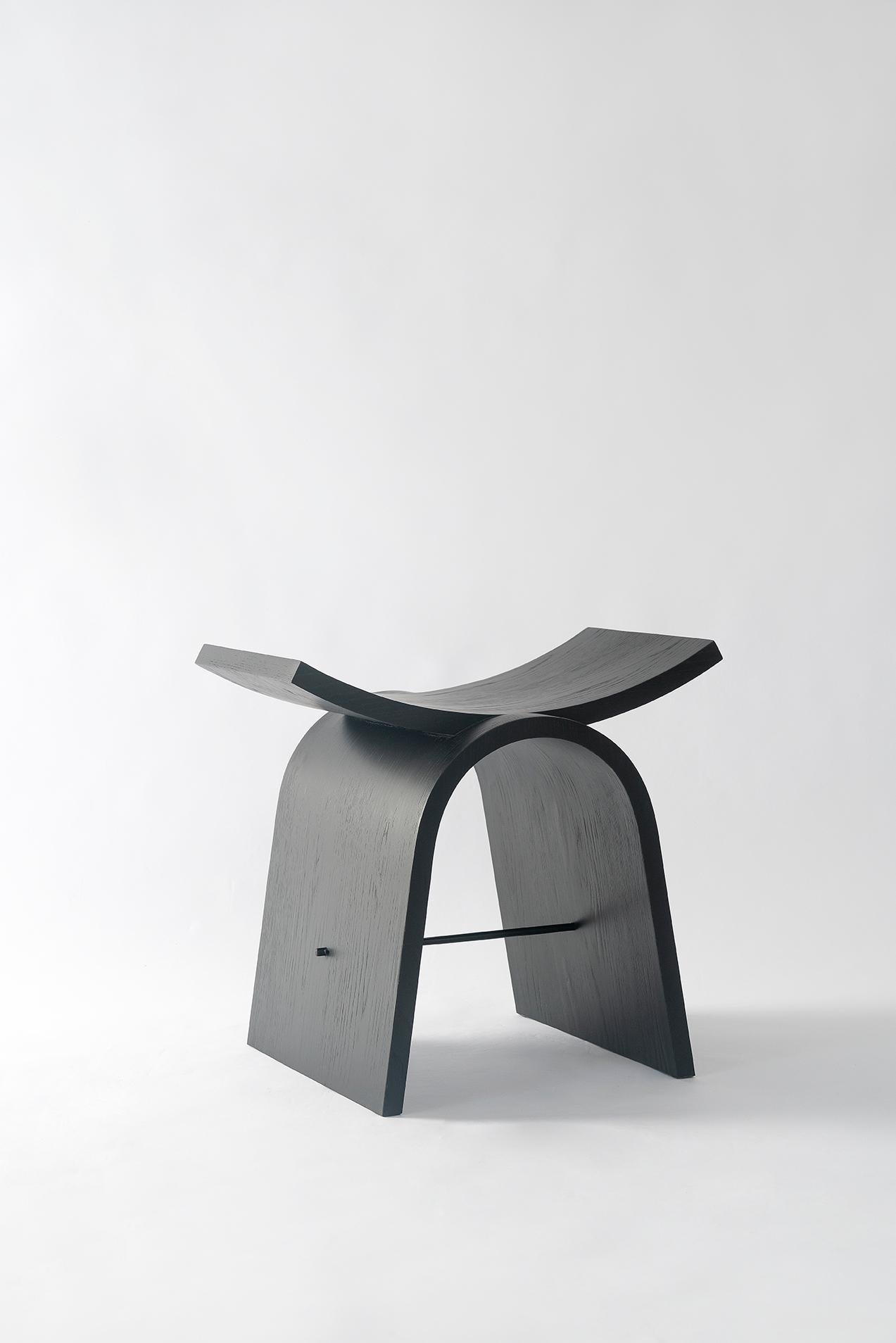 Fuji Wood Stool, Minimalist and Modern Inspiration from Brazil by Tiago Curioni For Sale 2