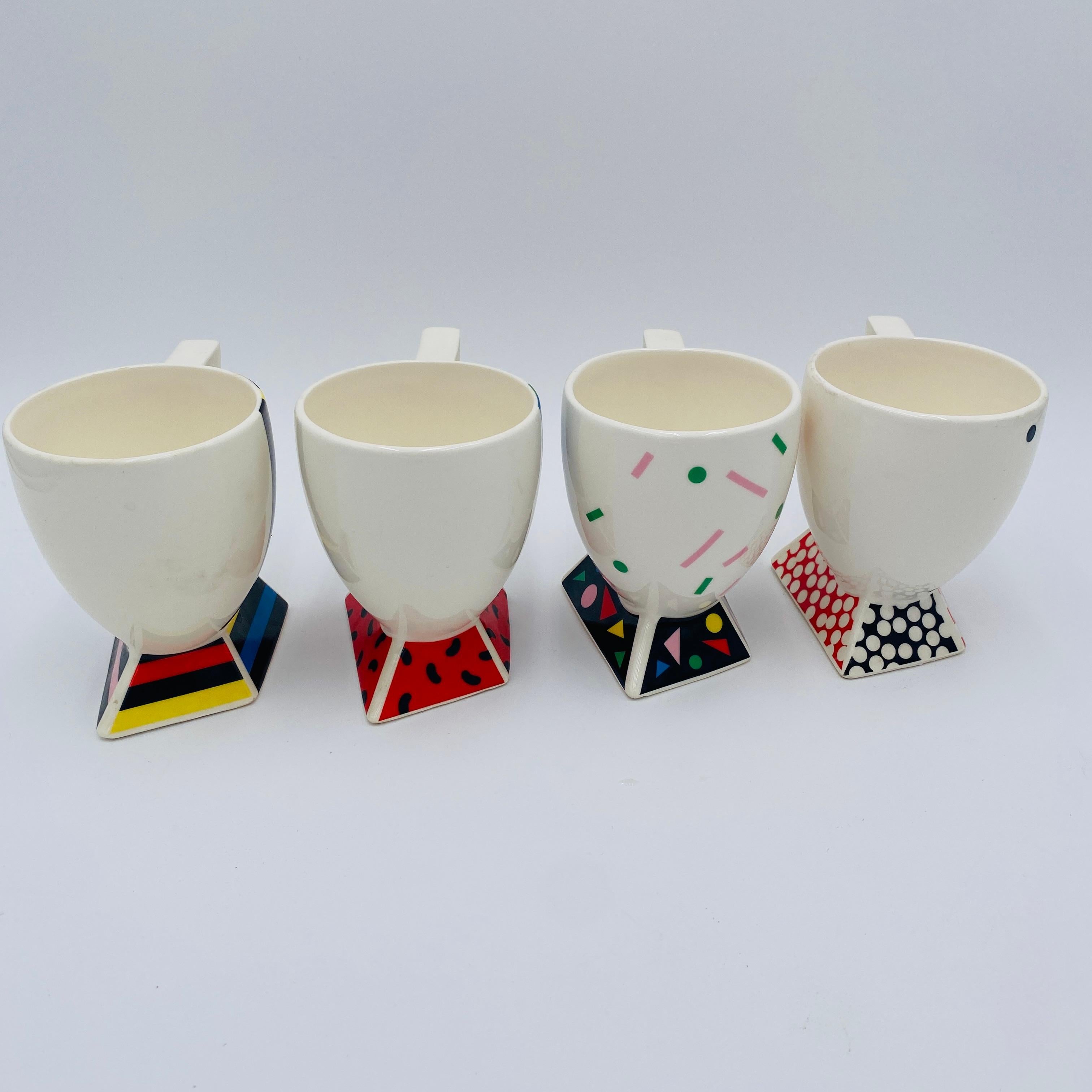 Juego de tazas Fujimori para cerámica Kato Kogei Postmoderna Alpha 3 Memphis Japón Años 80 en venta 5