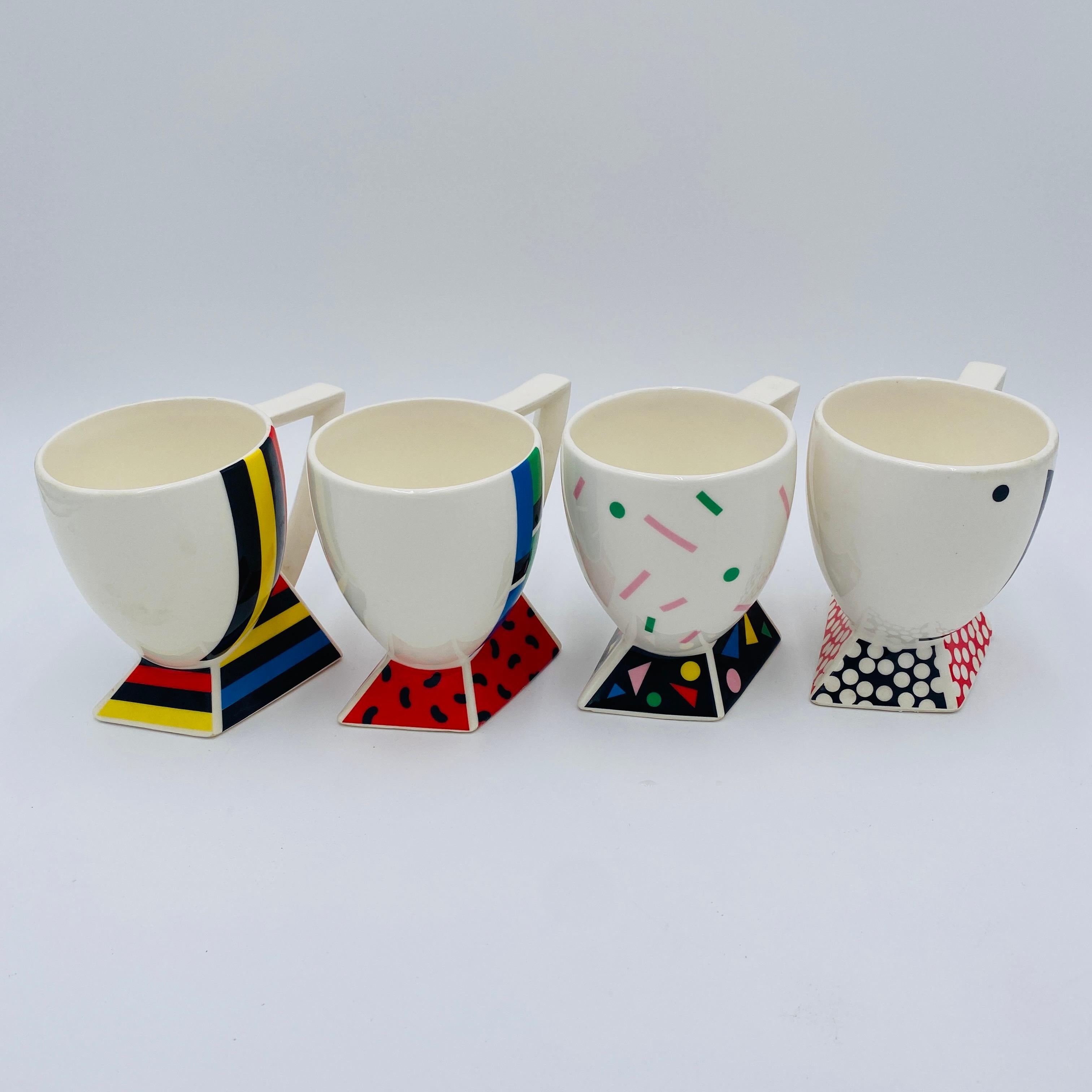 Juego de tazas Fujimori para cerámica Kato Kogei Postmoderna Alpha 3 Memphis Japón Años 80 en venta 6