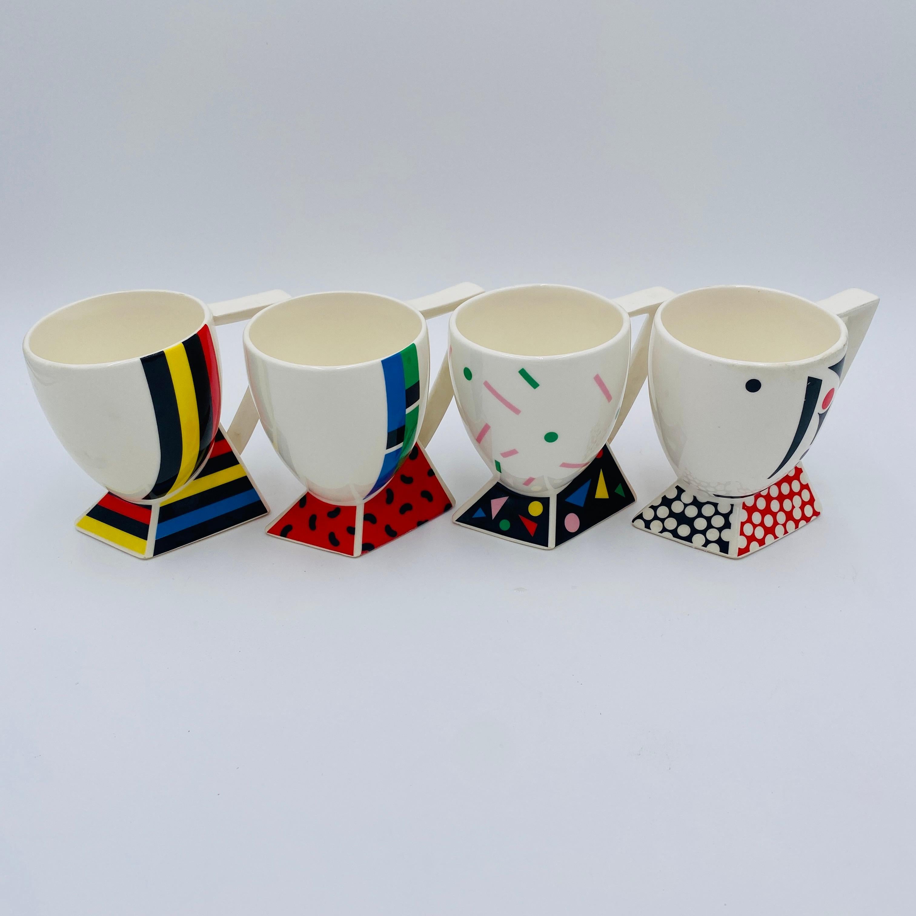 Juego de tazas Fujimori para cerámica Kato Kogei Postmoderna Alpha 3 Memphis Japón Años 80 en venta 7