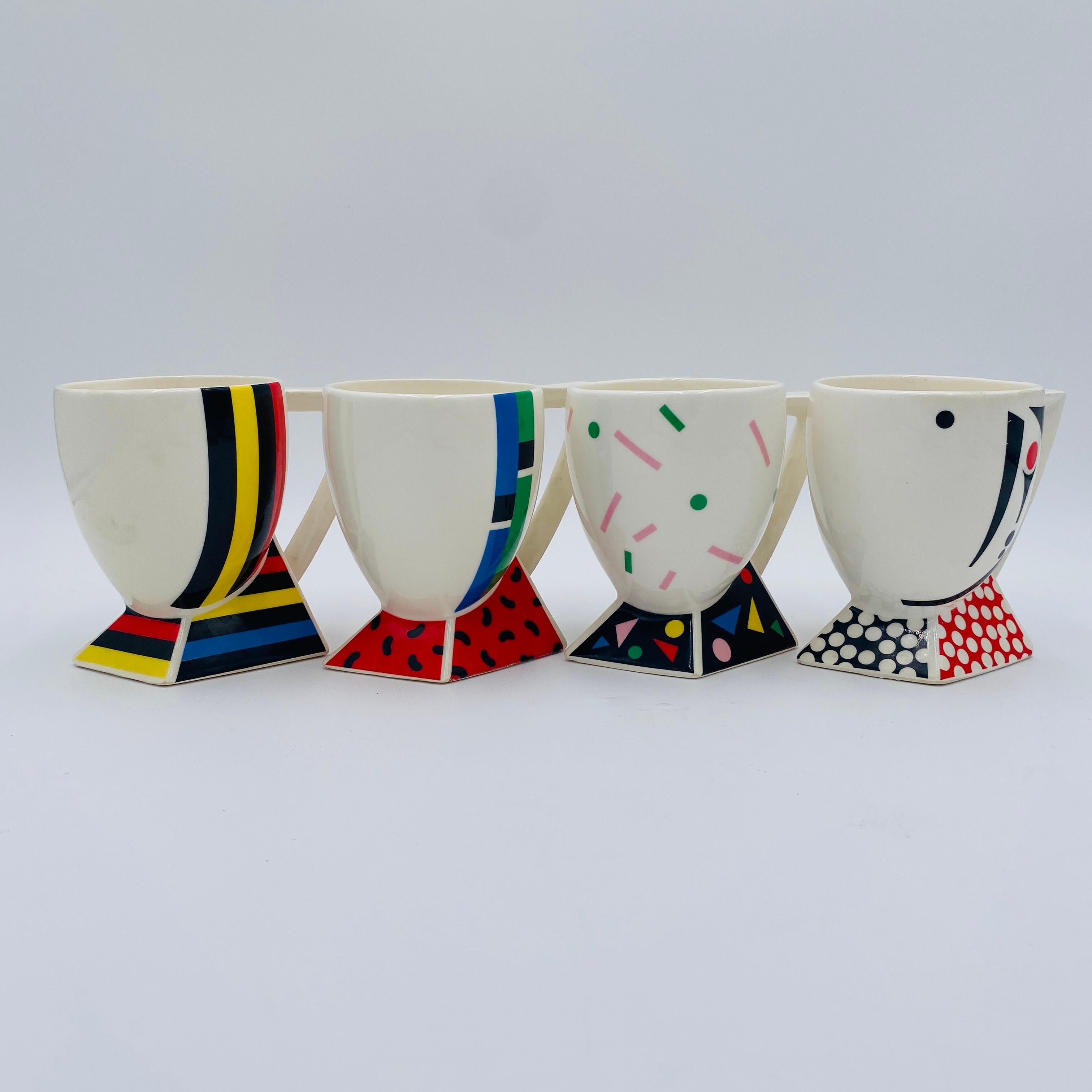 Juego de tazas Fujimori para cerámica Kato Kogei Postmoderna Alpha 3 Memphis Japón Años 80 en venta 8