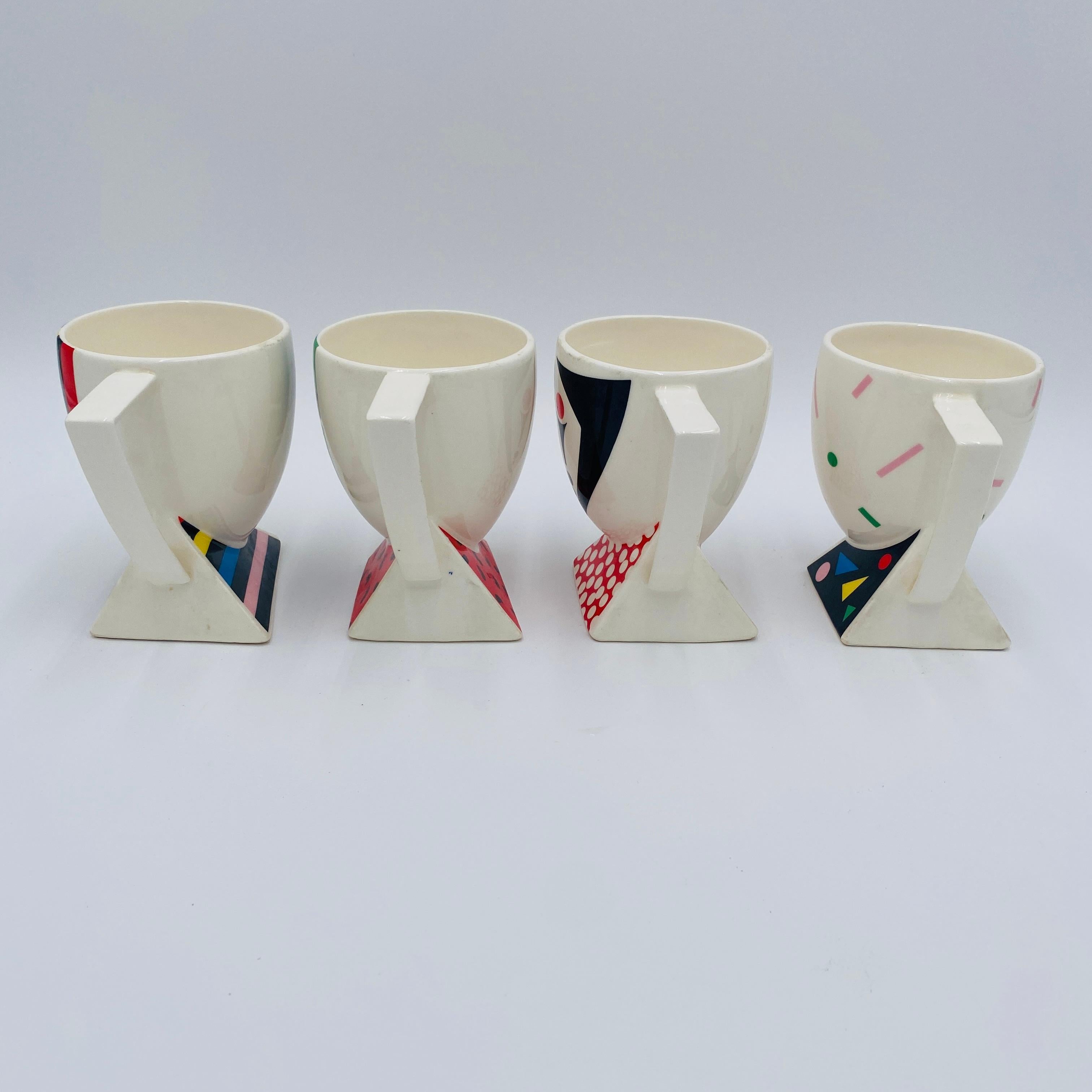 Juego de tazas Fujimori para cerámica Kato Kogei Postmoderna Alpha 3 Memphis Japón Años 80 en venta 2