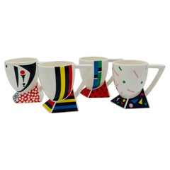 Ensemble de tasses Fujimori pour Kato Kogei Ceramics Post-Modern Alpha 3 Memphis Japon des années 1980