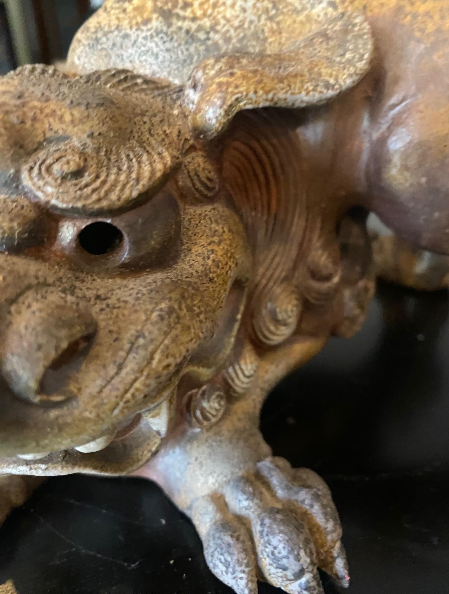 Fujiwara Tousai signiert japanische Bizen Ware Keramik Shishi Okimono Koro Skulptur im Angebot 6