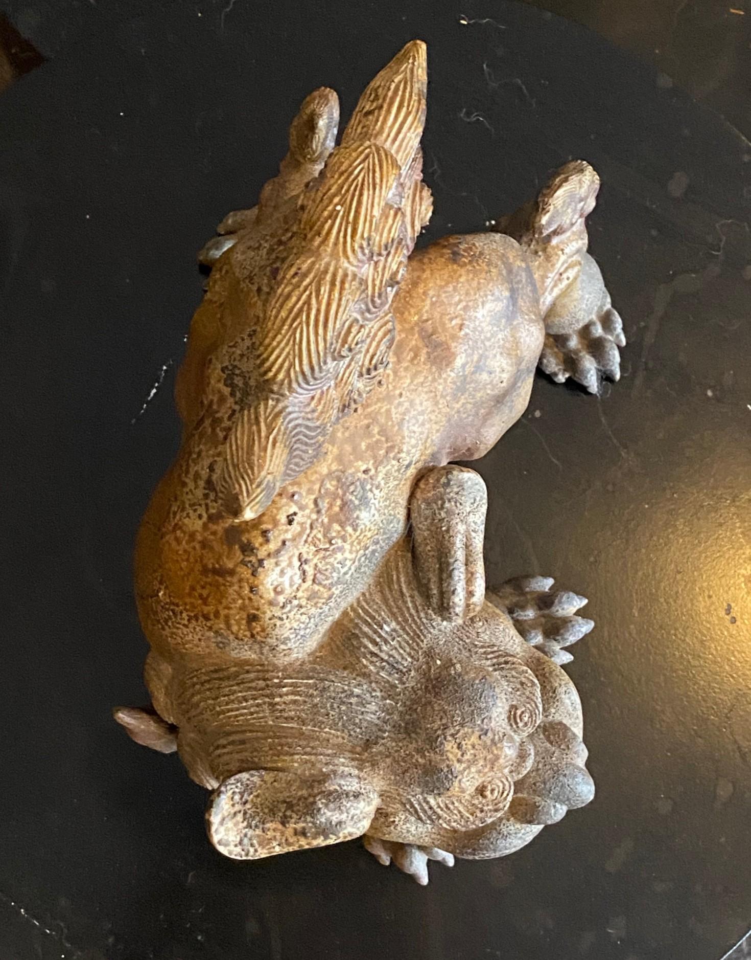 Fujiwara Tousai signiert japanische Bizen Ware Keramik Shishi Okimono Koro Skulptur im Angebot 10