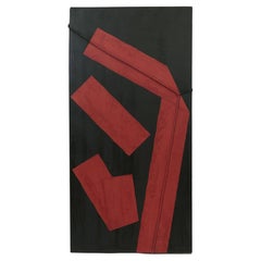 Fukao Rikizo, Black & Red Composition, Oil on Canvas