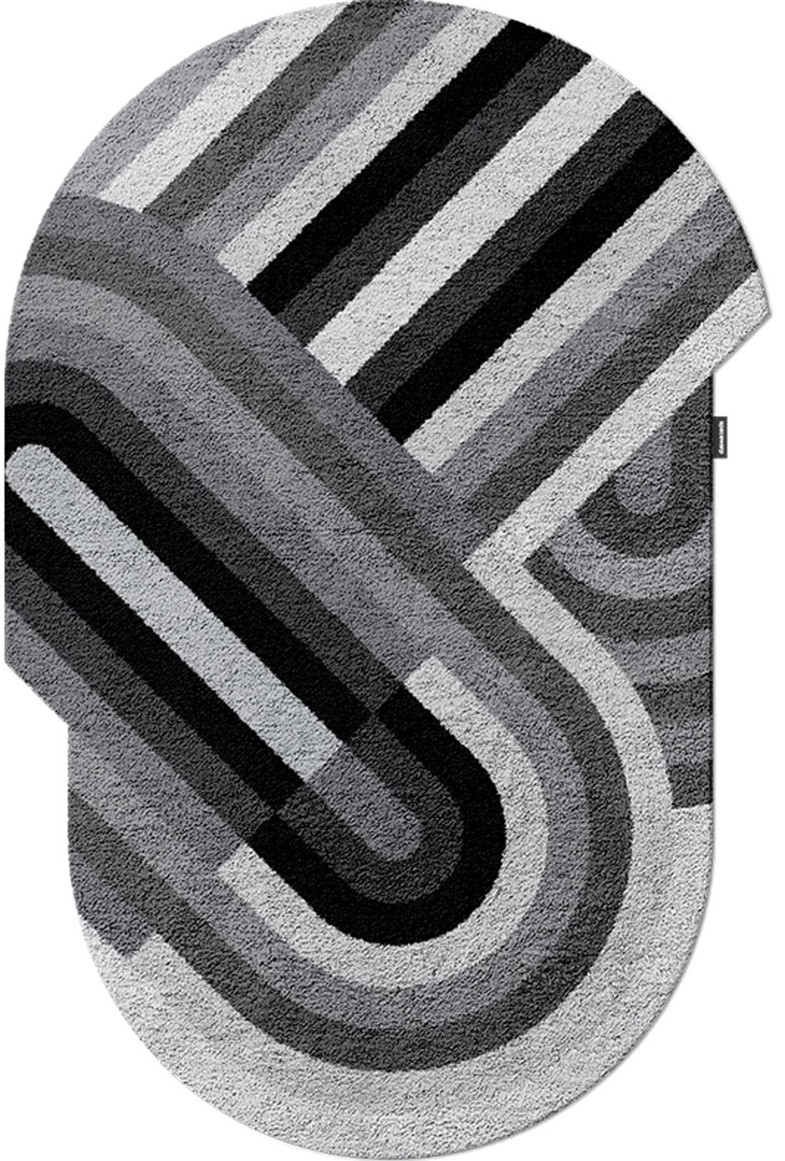 Indian Fulcrum; Art Deco Hand Knotted Geometric Rugs and Carpets by Spacewarp For Sale