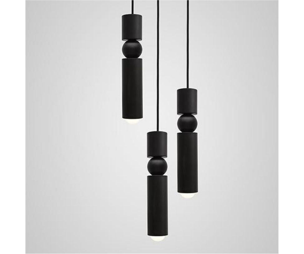 Britannique Lustre Fulcrum 3 pièces, noir mat