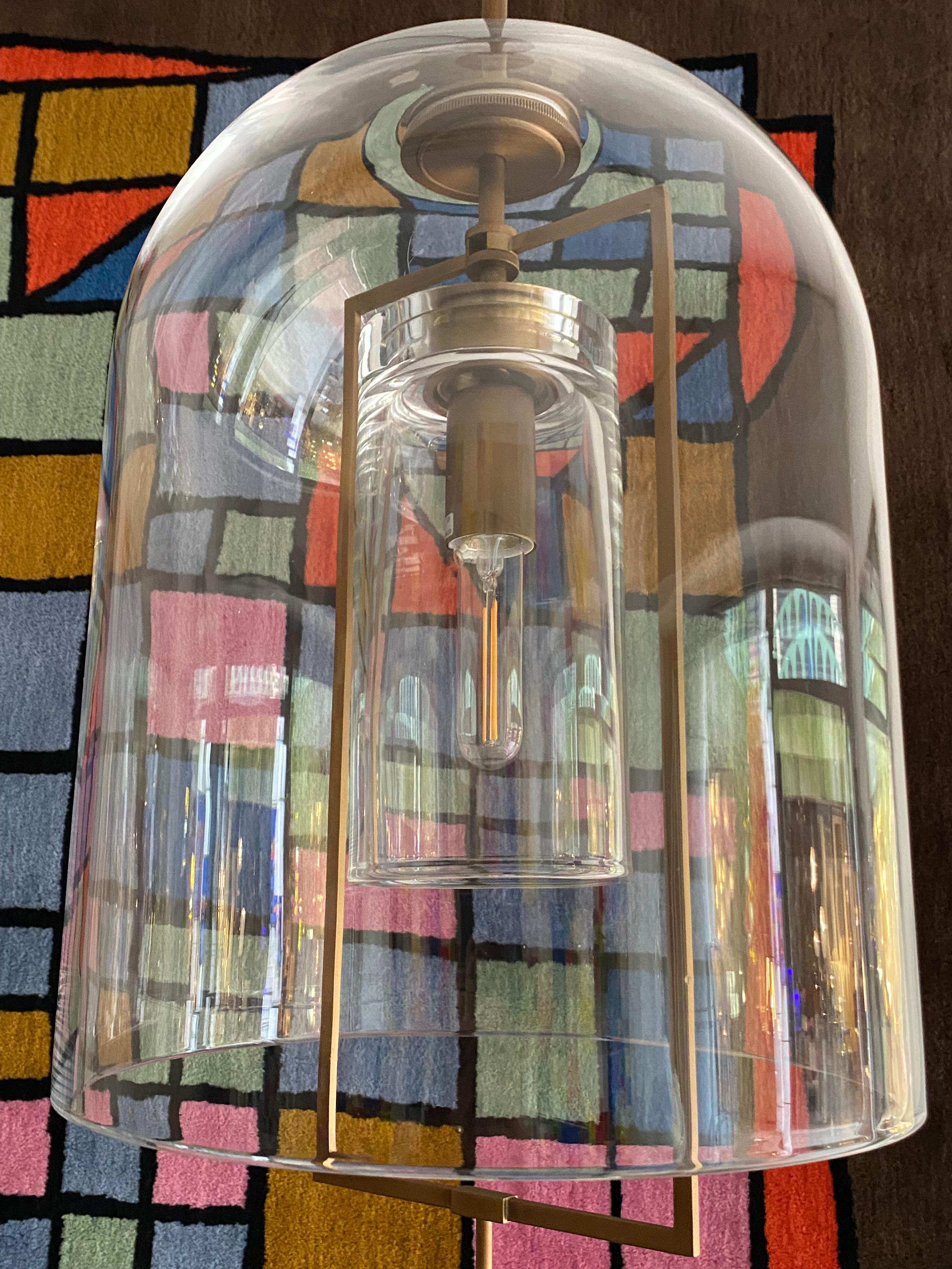 Lámpara Fulcrum Lantern Latón / 2 globos de cristal soplado a mano Vidrio en venta