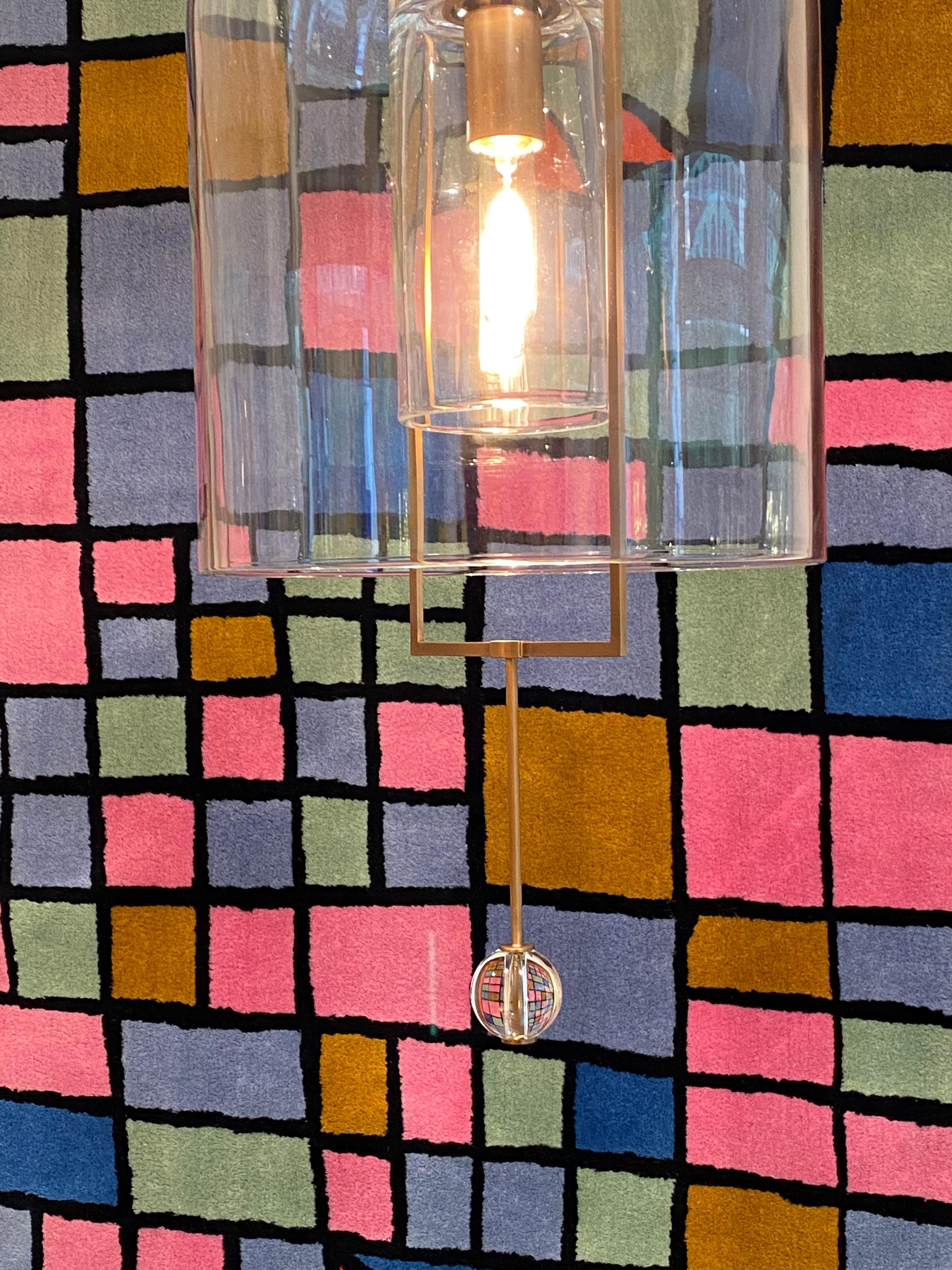Lámpara Fulcrum Lantern Latón / 2 globos de cristal soplado a mano en venta 1