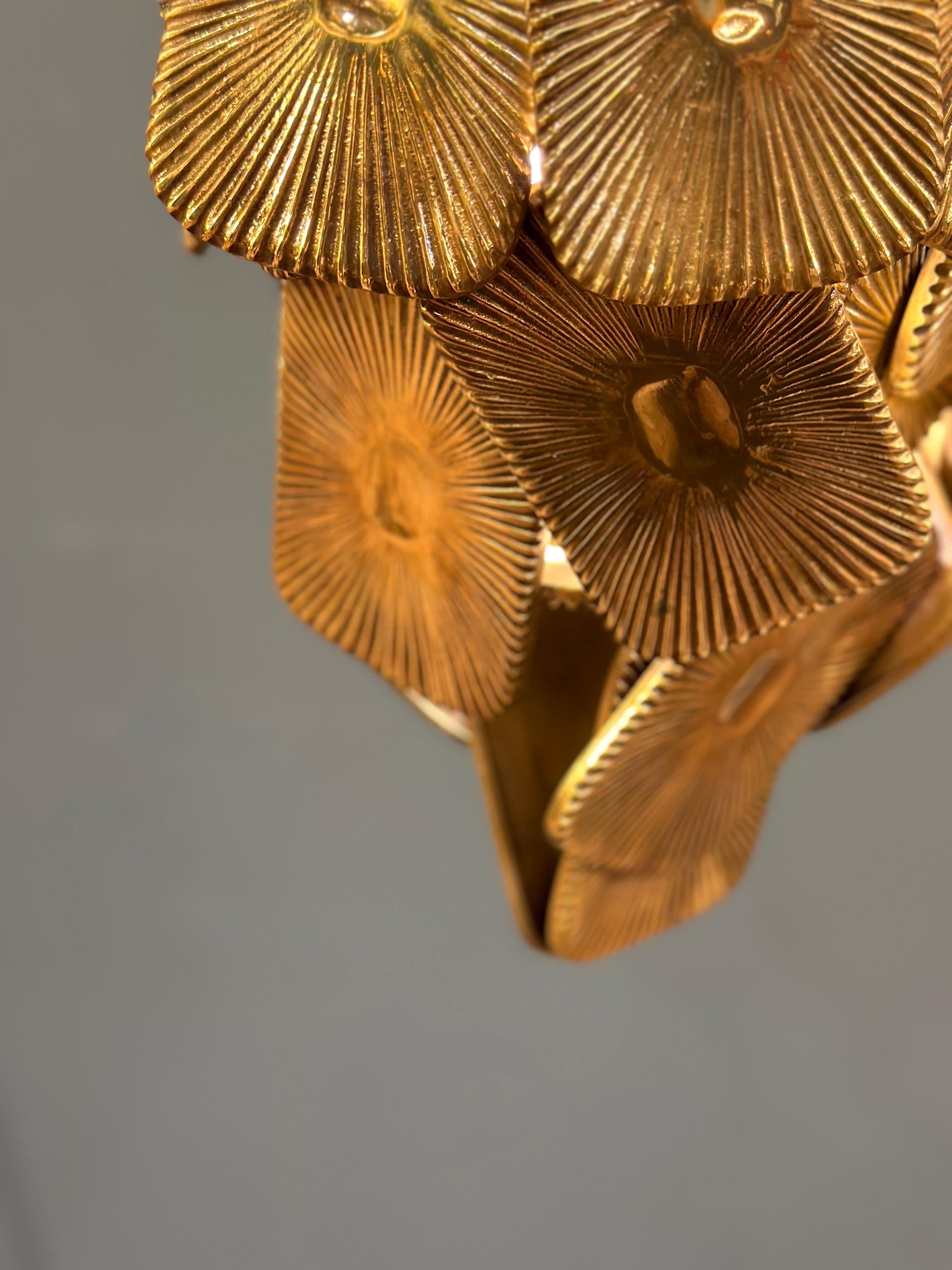 Varnished Fulga Pendant - Hammered Brass Casting Pendant For Sale