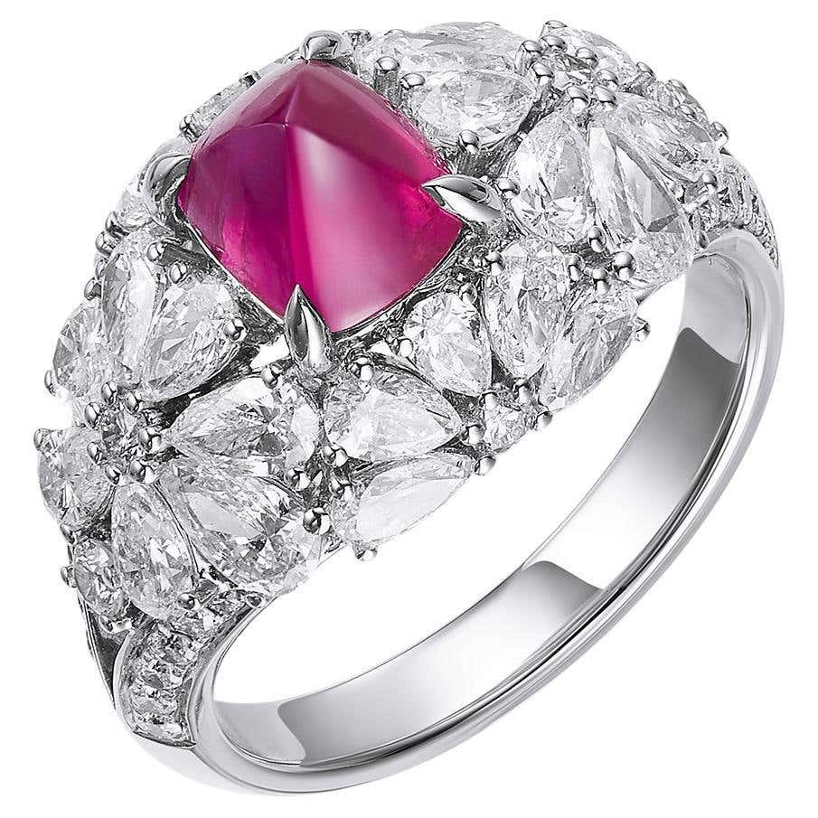 Full and Radiant Group Inlay Sugar Tower Ruby Ring For Sale at 1stDibs