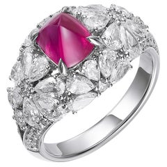 Full and Radiant Group Inlay Sugar Tower Ruby Ring