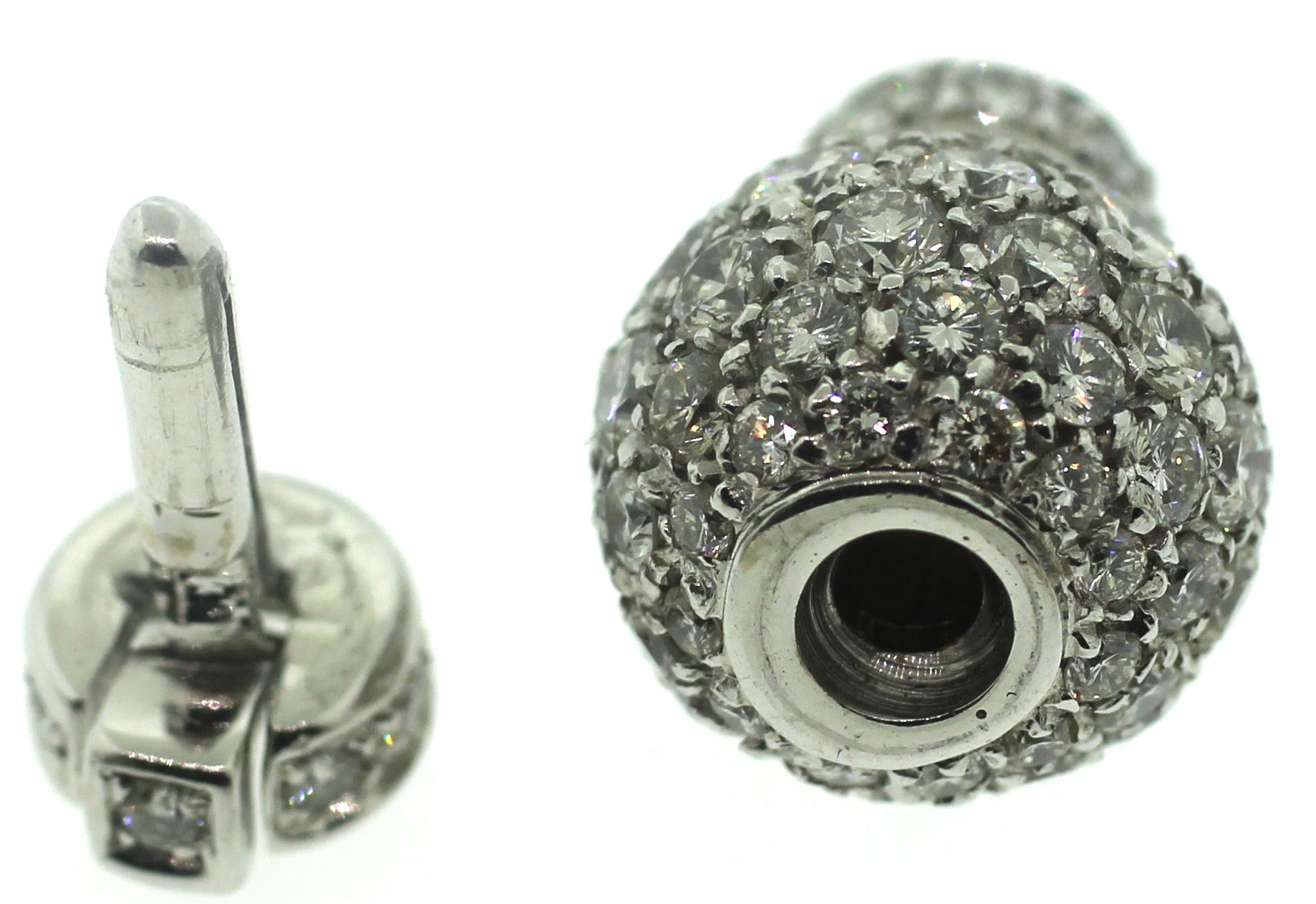 da uomo o donna Chiusura con diamanti a sfera 18,9x12,7 mm in oro bianco 18 carati in vendita