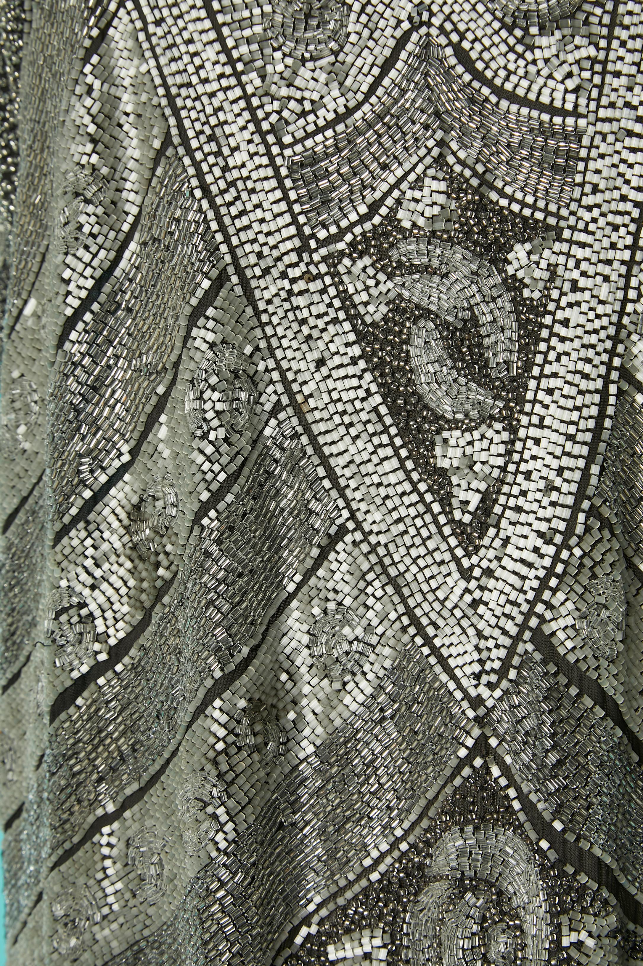 Gray Full beaded cocktail dress Circa 1925's  For Sale