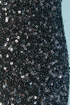 Full beaded night blue evening dress