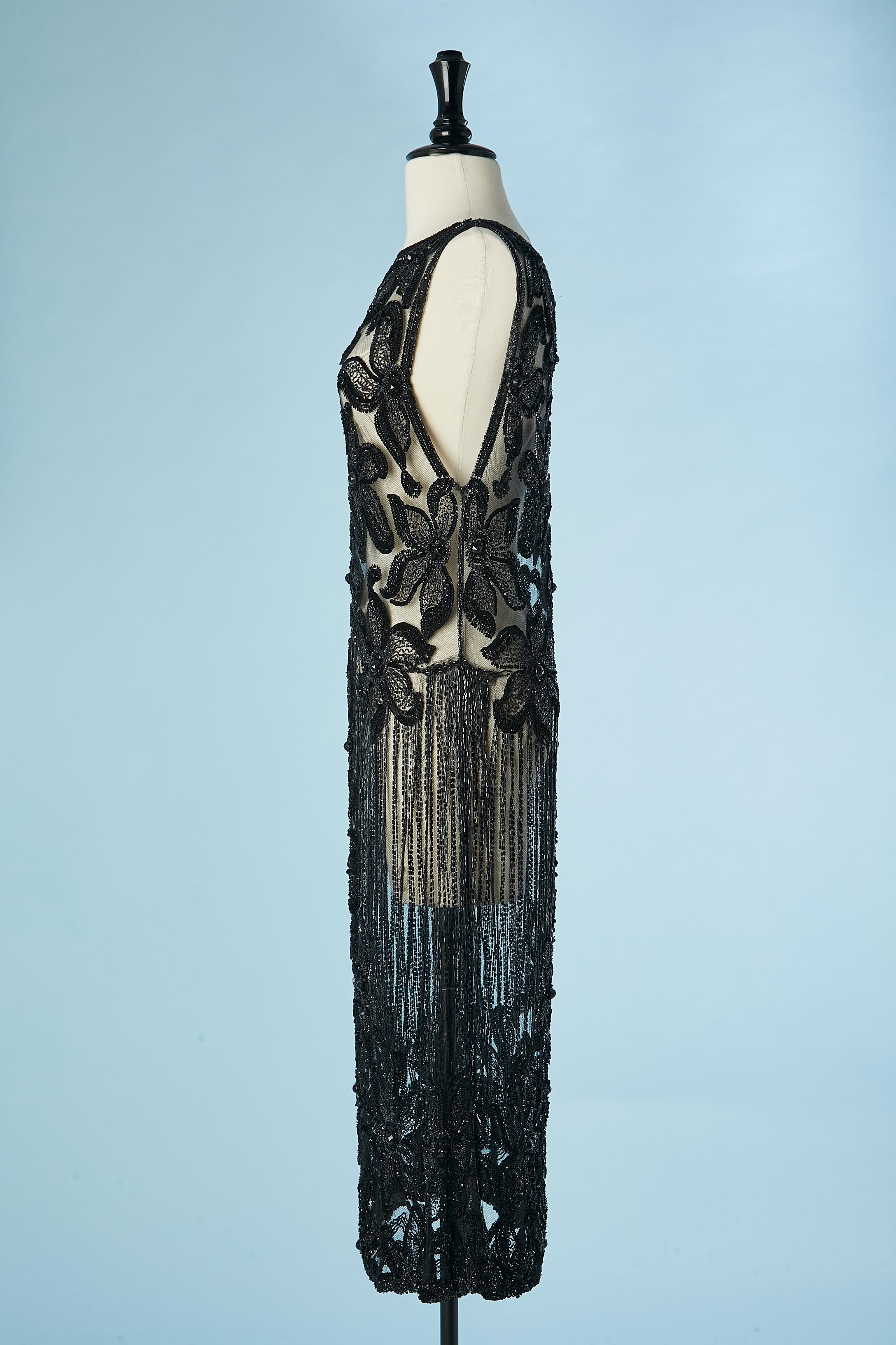 Full beaded on tulle black evening dress Circa 1920 1