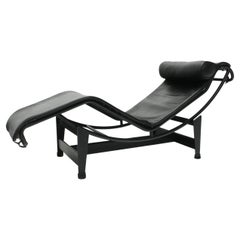 Full Black LC4 Chaise Longue by Charlotte Perriand & Le Corbusier for Cassina