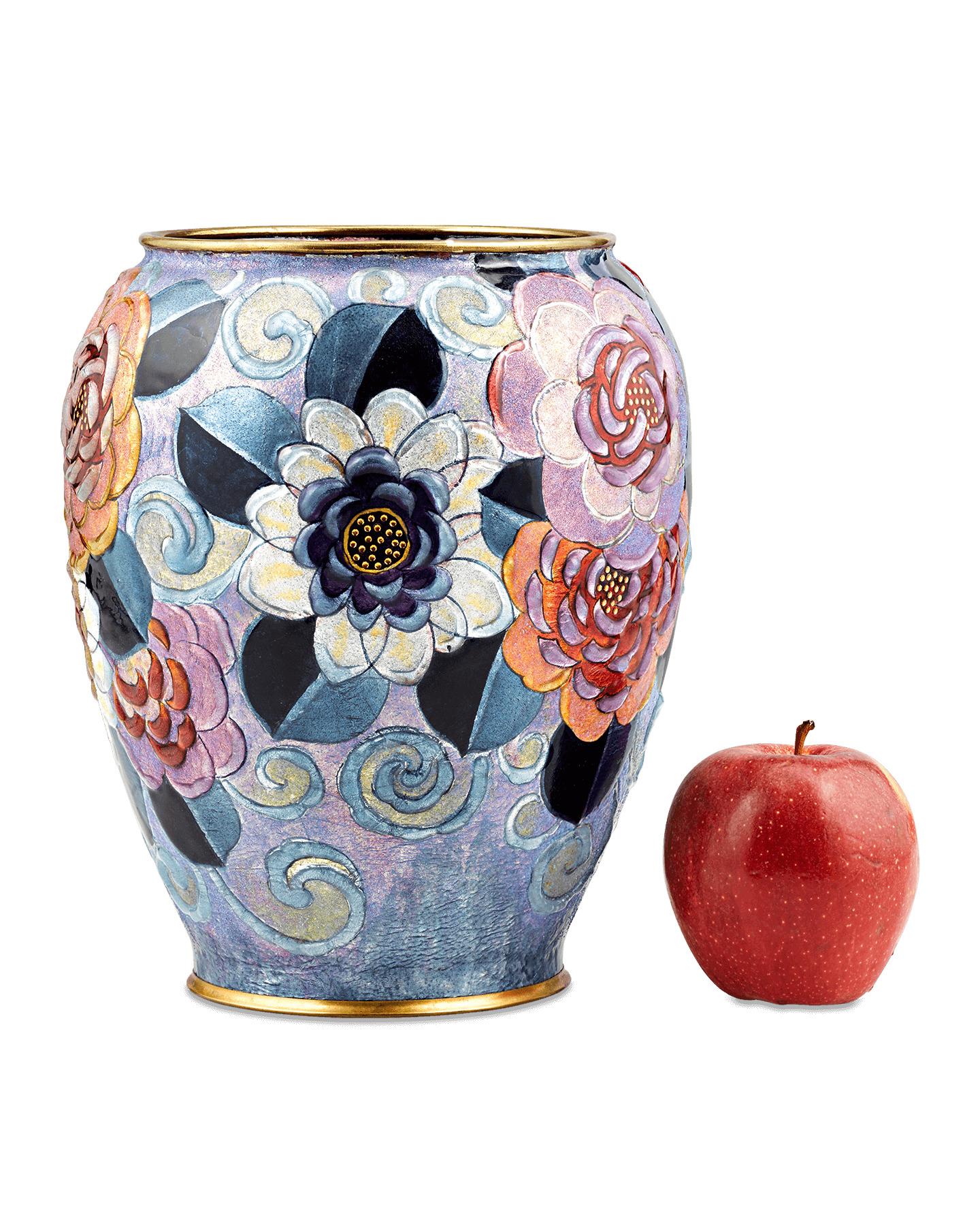 French Full Bloom Floral Vase by Camille Fauré