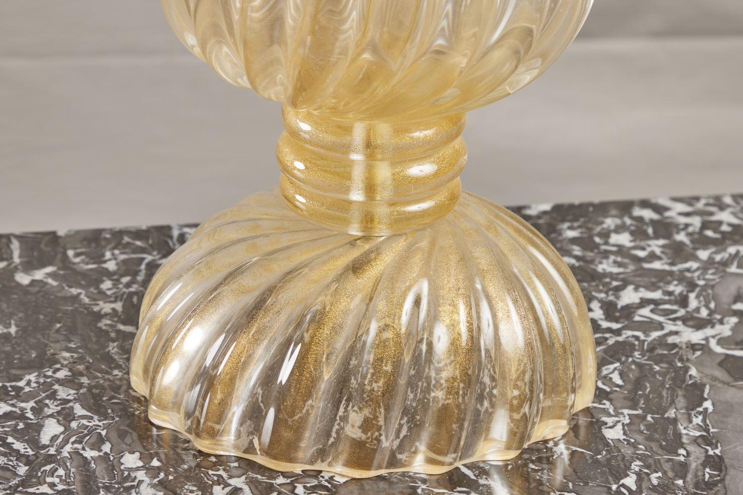 20th Century Full Bodied Venetian Glass Swirl Lamp with Gold Leaf For Sale