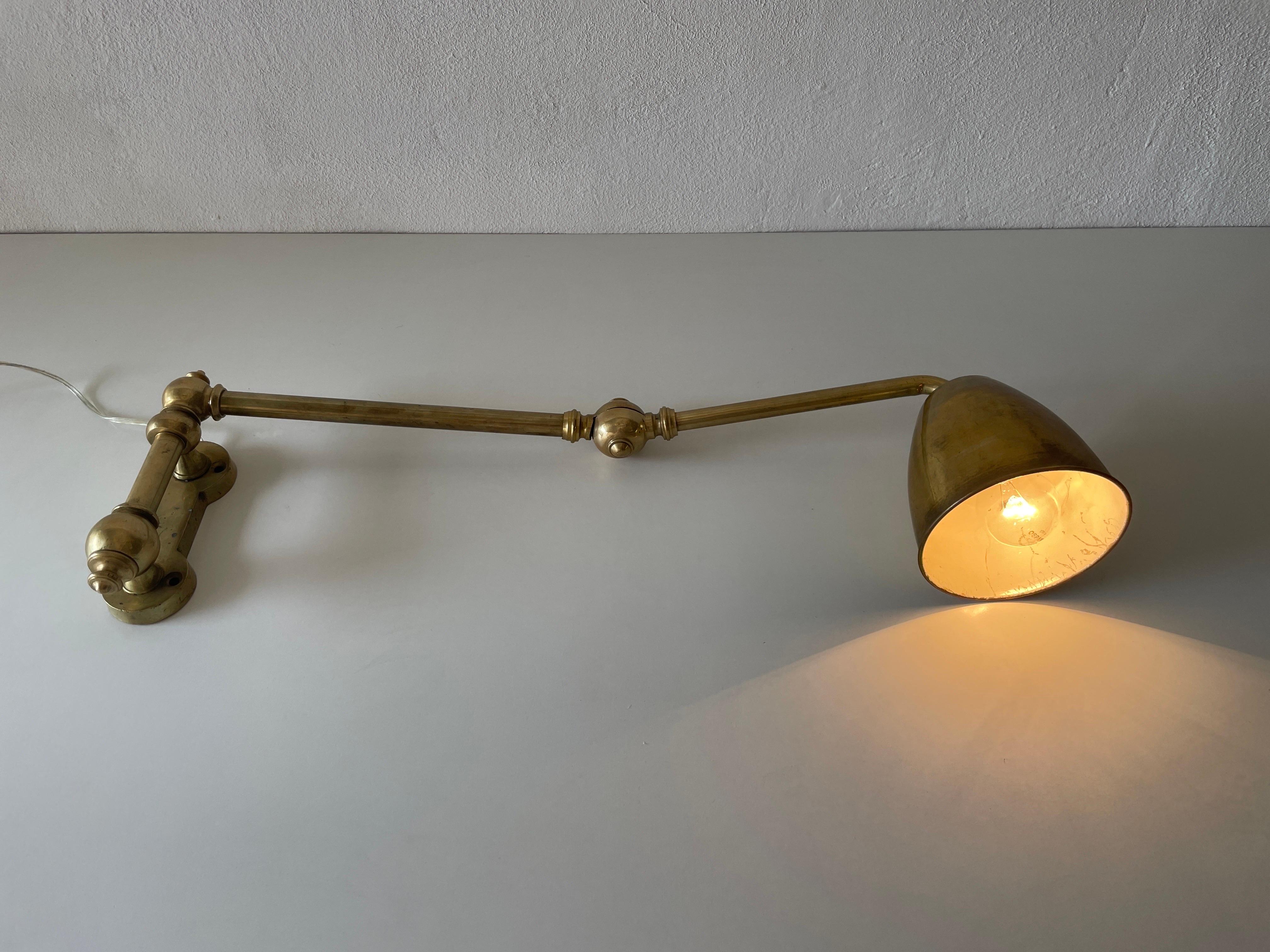 Full Brass Adjustable Head and Arm Industrial Task Wall Lamp, 1940s, Germany For Sale 7