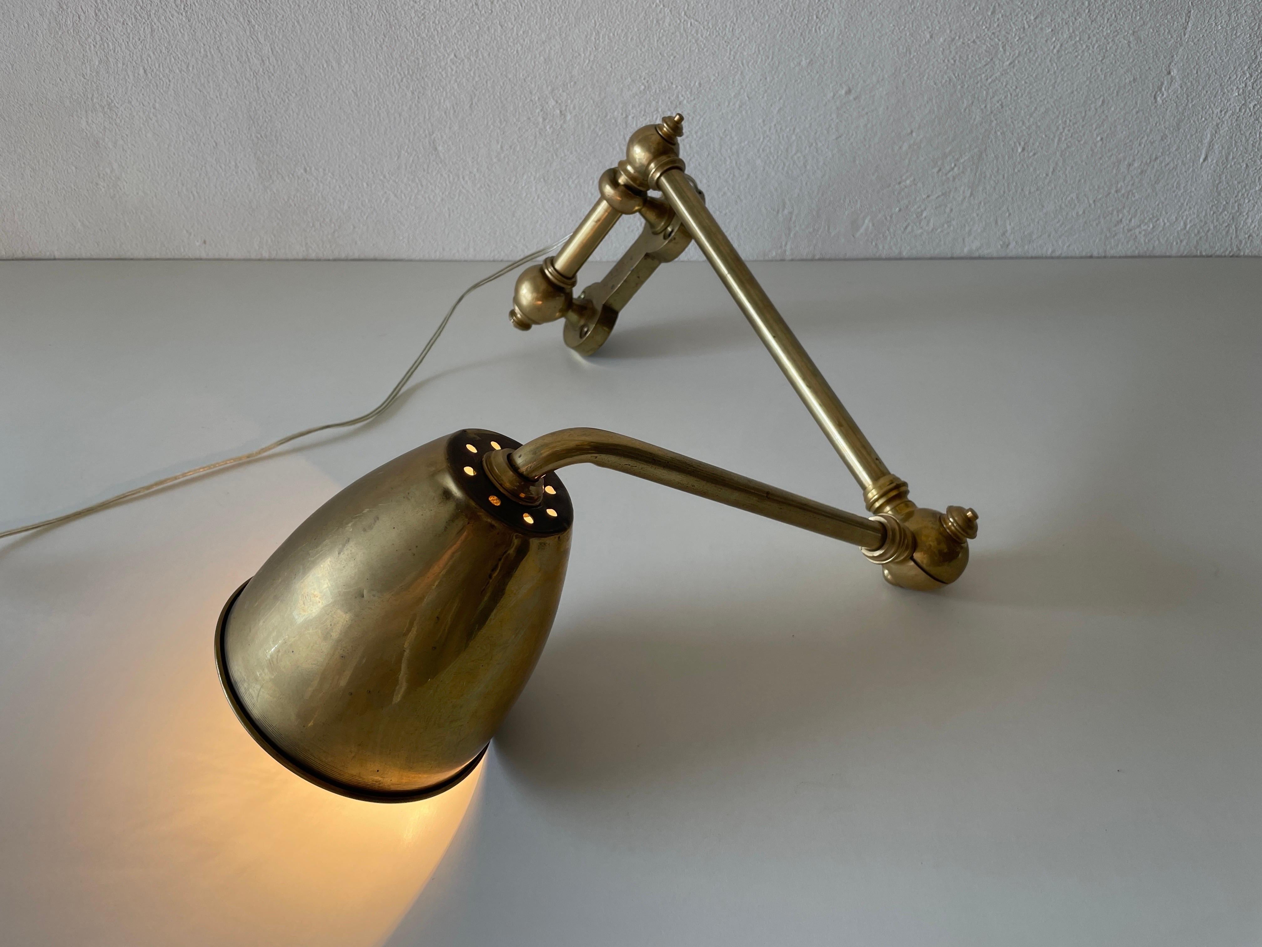 Full Brass Adjustable Head and Arm Industrial Task Wall Lamp, 1940s, Germany For Sale 8