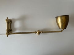 Full Brass Adjustable Head and Arm Industrial Task Wall Lamp, 1940s, Germany