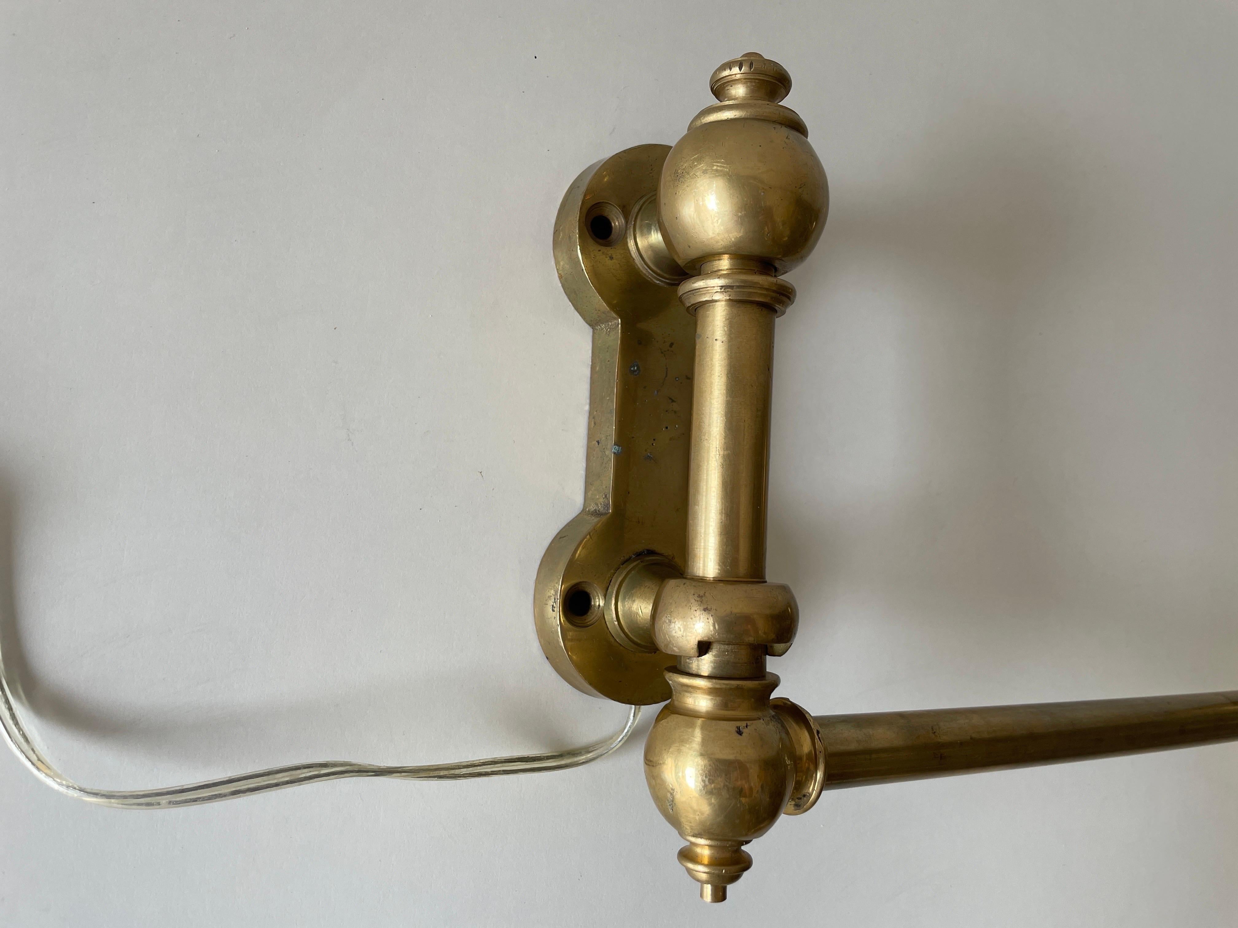Full Brass Adjustable Head and Arm Industrial Task Wall Lamp, 1940s, Germany For Sale 2