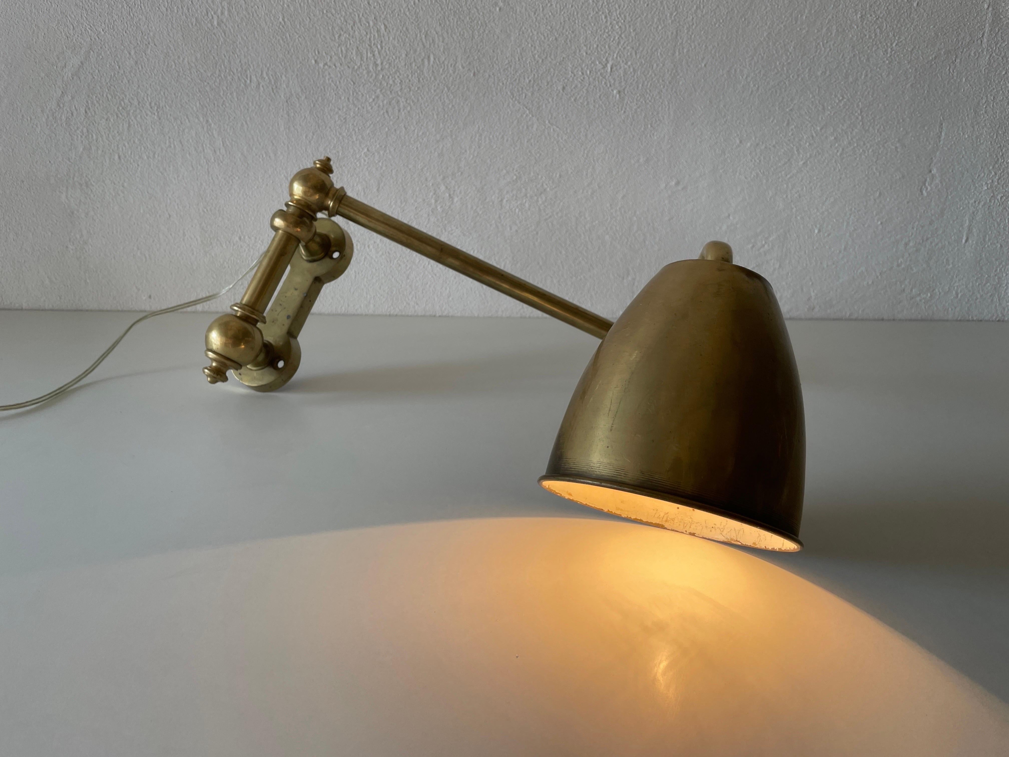 Full Brass Adjustable Head and Arm Industrial Task Wall Lamp, 1940s, Germany For Sale 4