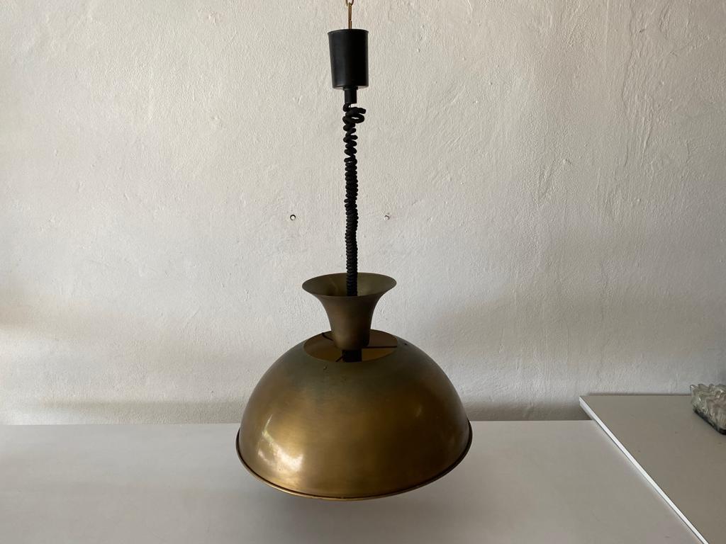 Full Brass Adjustable Height Large Pendant Lamp by Florian Schulz, 1970s Germany For Sale 10