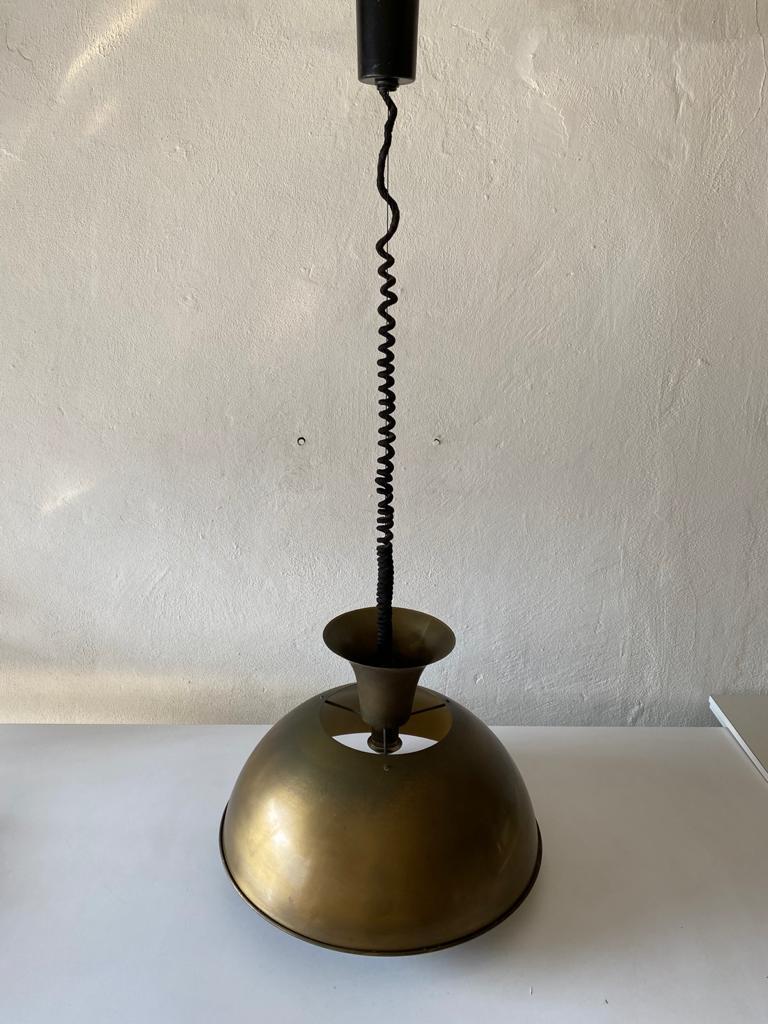 Full Brass Adjustable Height Large Pendant Lamp by Florian Schulz, 1970s Germany For Sale 11
