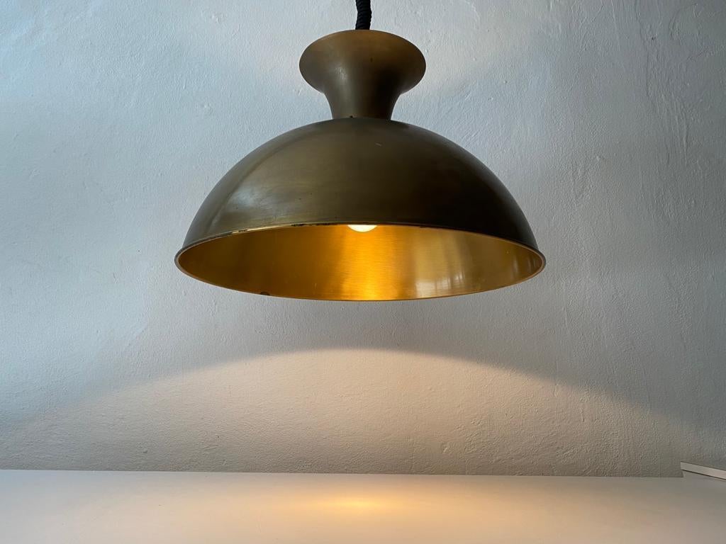 Full Brass Adjustable Height Large Pendant Lamp by Florian Schulz, 1970s Germany For Sale 2