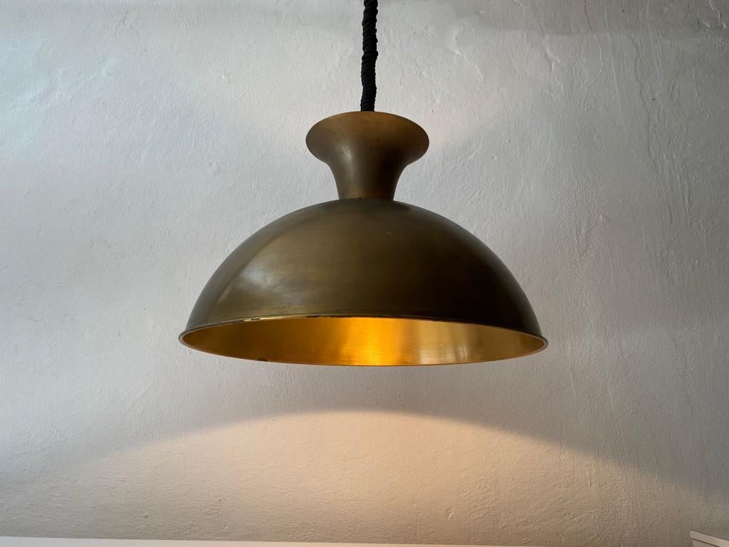 Full Brass Adjustable Height Large Pendant Lamp by Florian Schulz, 1970s Germany For Sale 3