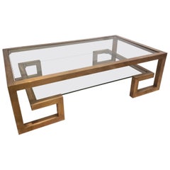 Full Brass Greek Key Coffee Table from France 1970s