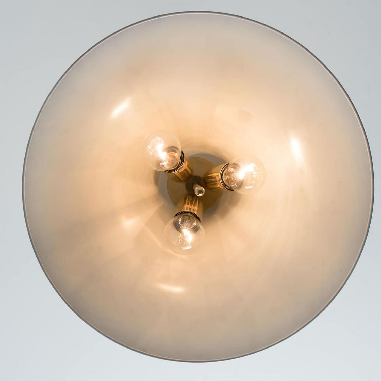 Full Brass Pendant Light with Tapering Lampshade by Florian Schulz, 1970 For Sale 4