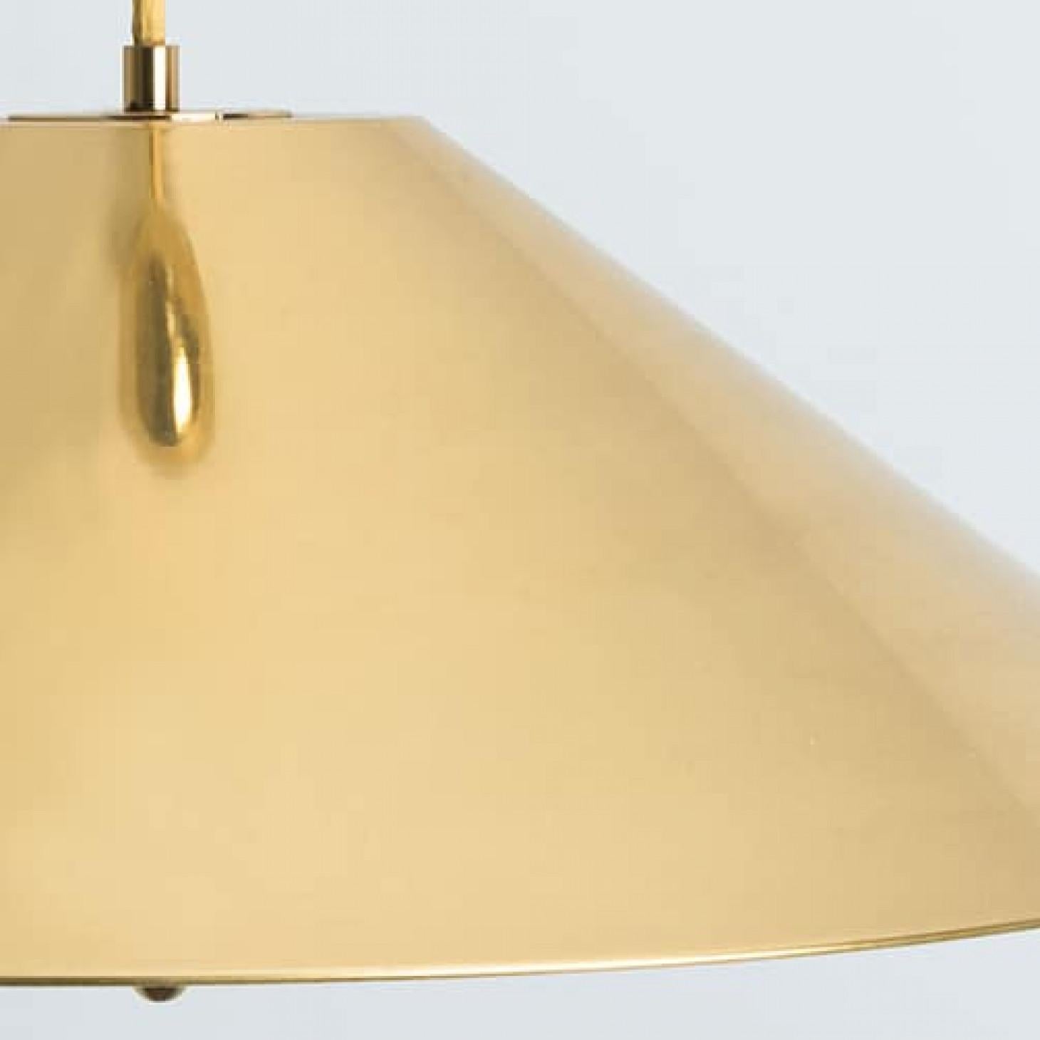 Full Brass Pendant Light with Tapering Lampshade by Florian Schulz, 1970 For Sale 5